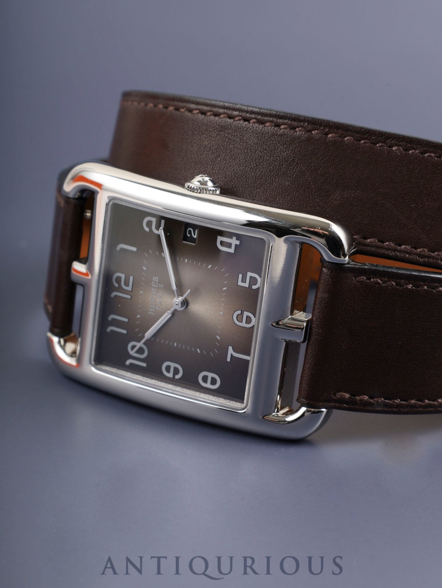 エルメス ケープコッド CC1.810 クォーツ Cal.E64111 SS 純正革ベルト 純正尾錠(SS)ダークブラウンアラビア文字盤 箱 冊子 オーバーホール済み