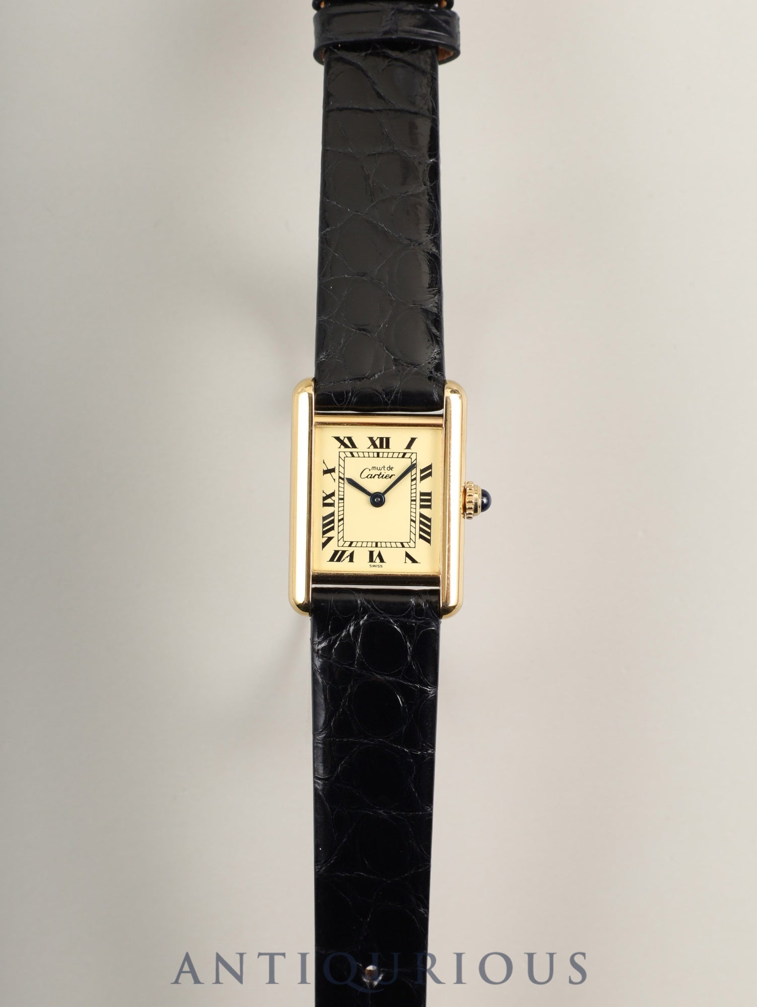 カルティエ マストタンク SM 5057001 クォーツ Cal.057 SV925 革 純正尾錠(GP)アイボリー文字盤(SWISS表記)箱 冊子 保証書(1995年/H7)オーバーホール済み