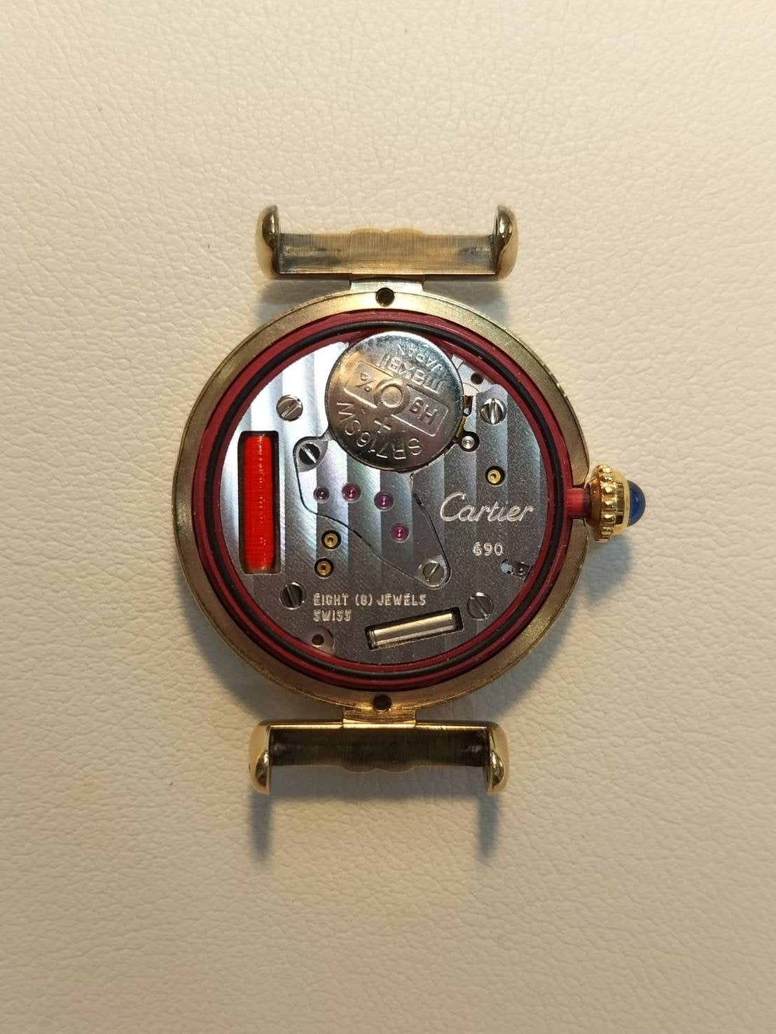 カルティエ マストコリゼ W1006654 / 590002 クォーツ SV925 革 純正Dバックル(GP) サイドトリニティ文字盤 オーバーホール済み