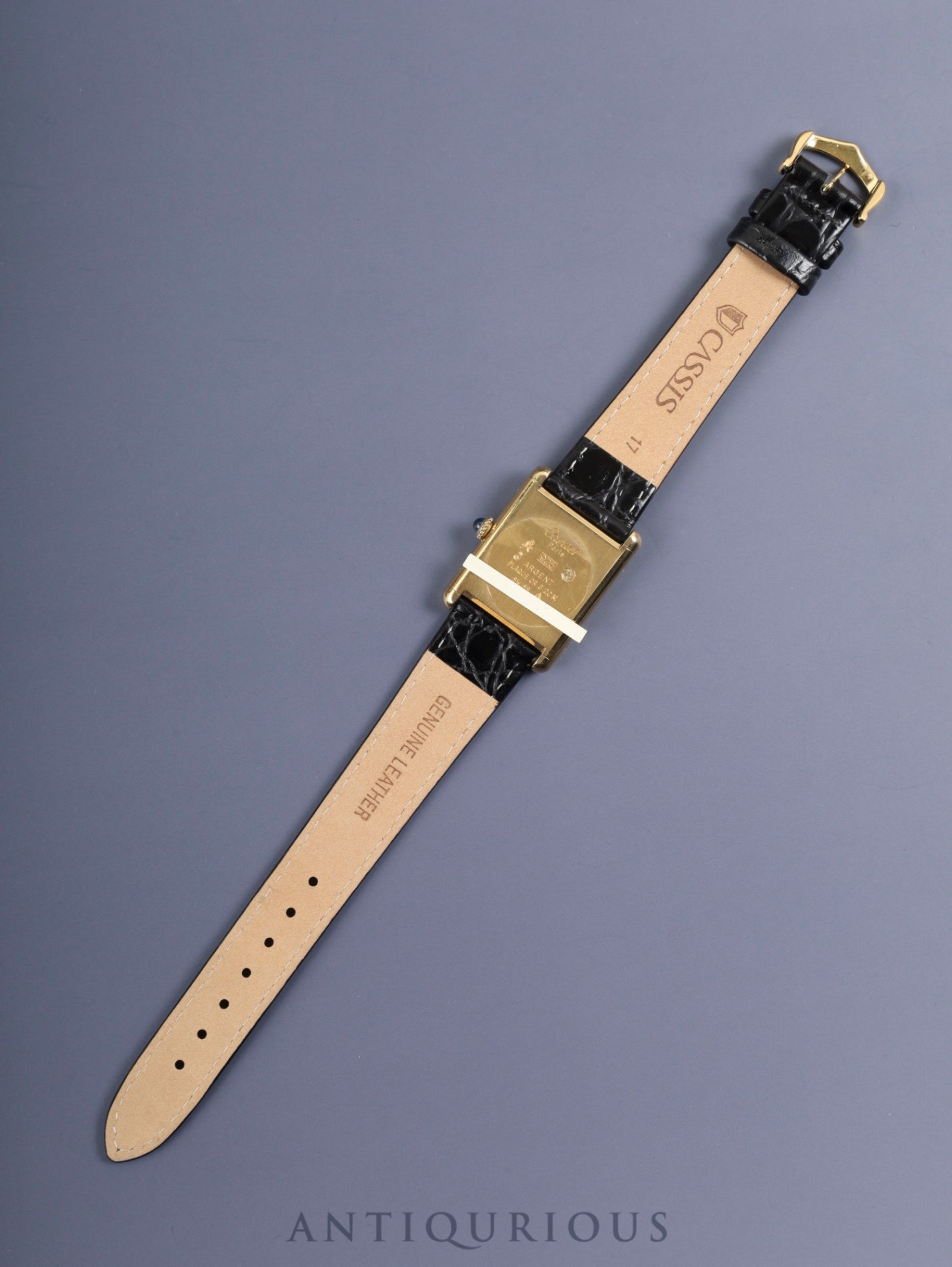 Cartier Must Tank LM Manual Winding Cal. 78-1 SV925 Leather Genuine Buckle (GP) Onyx Dial Box Booklet Warranty (1981) Overhauled