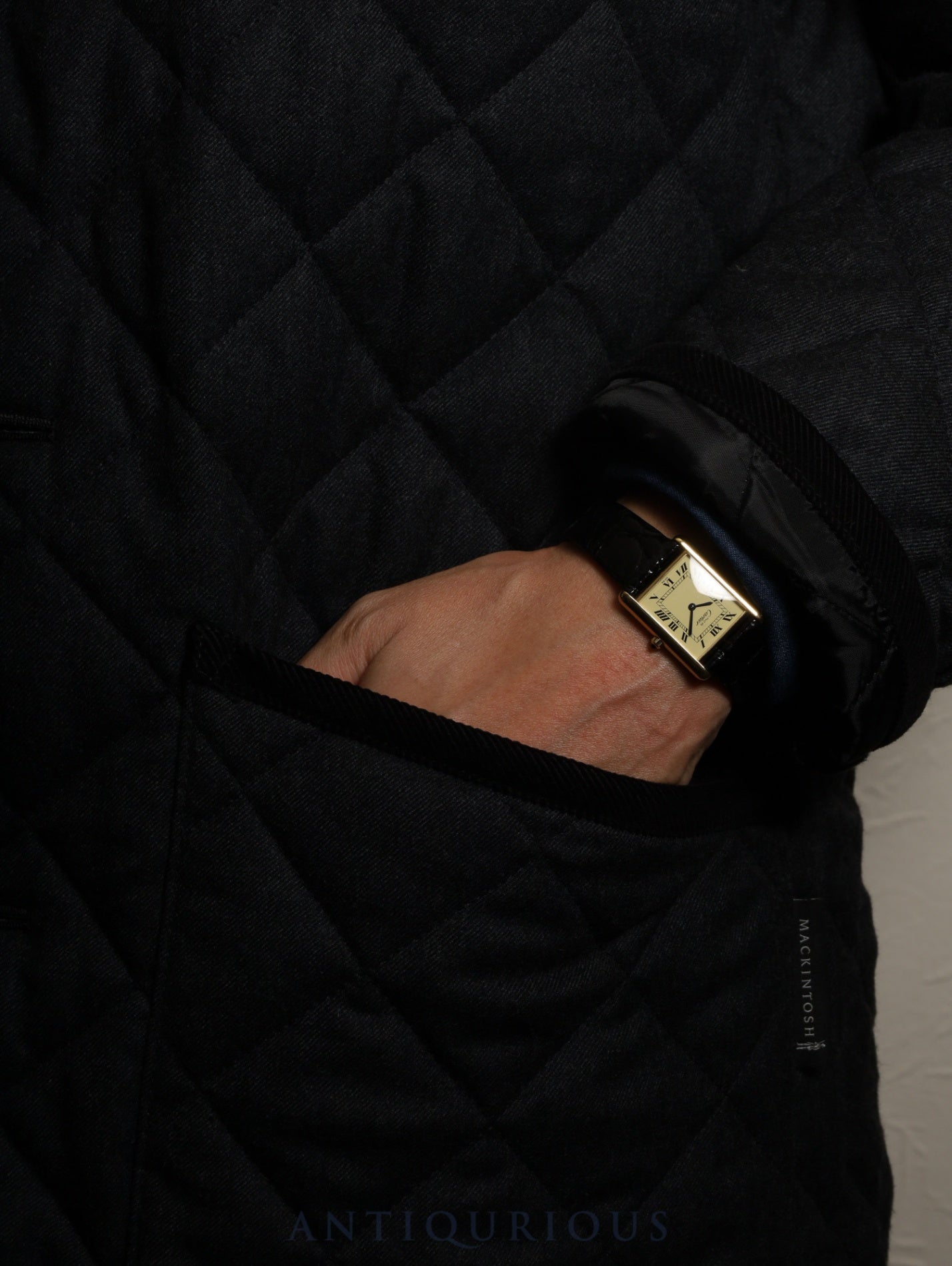 カルティエ マストタンク LM 681006 クォーツ Cal.81 SV925 革 純正尾錠(GP)アイボリーローマン文字盤 オーバーホール済み