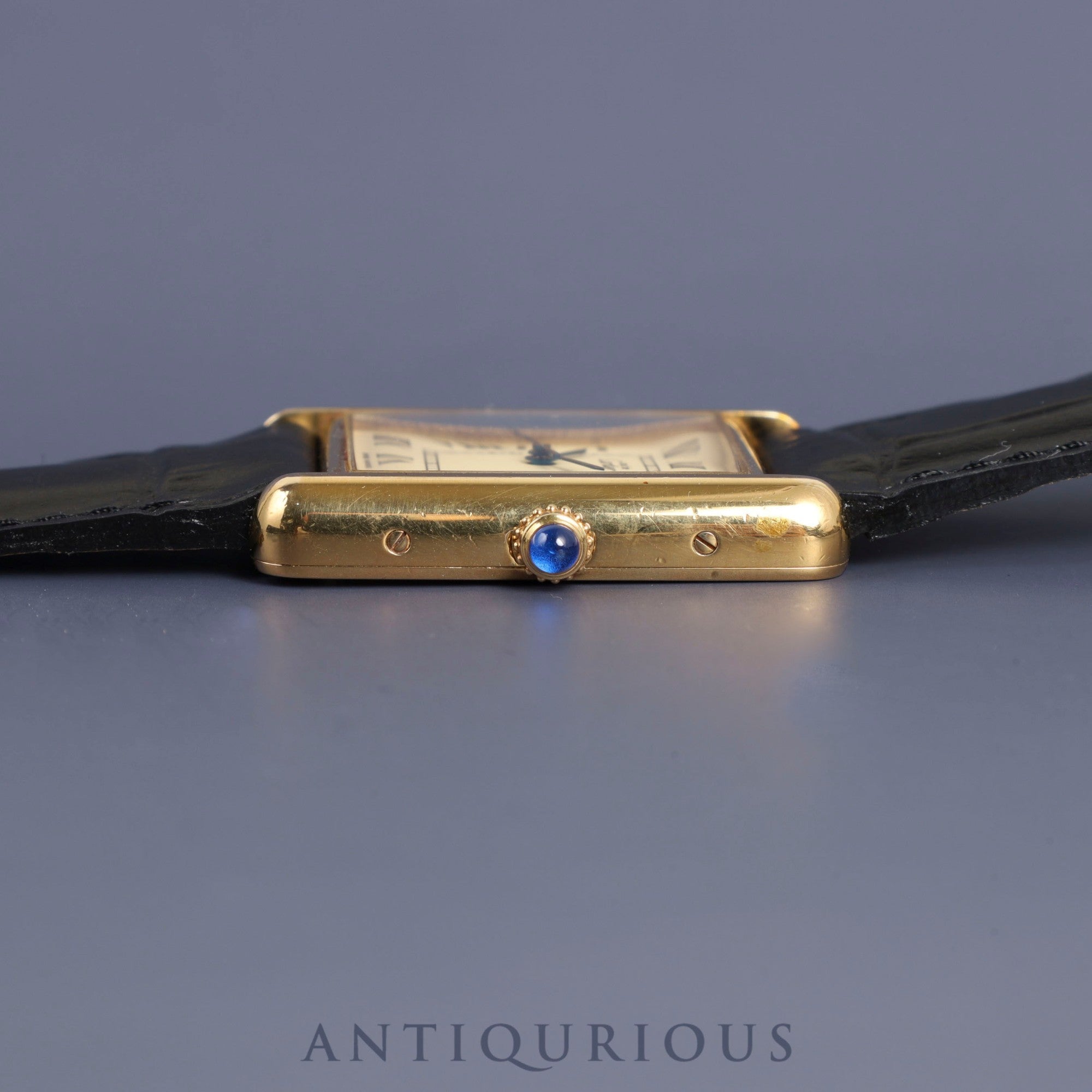 Cartier Must Tank GM (XL) W1017454 / 2413 Quartz Cal.687 SV925 Leather Genuine Buckle (GP) Ivory Roman Dial Overhauled