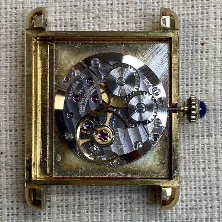 Cartier Manual Winding Cal.78-1 SV925 Genuine Leather Strap Genuine Buckle (GP) Ivory Roman Dial Box Overhauled