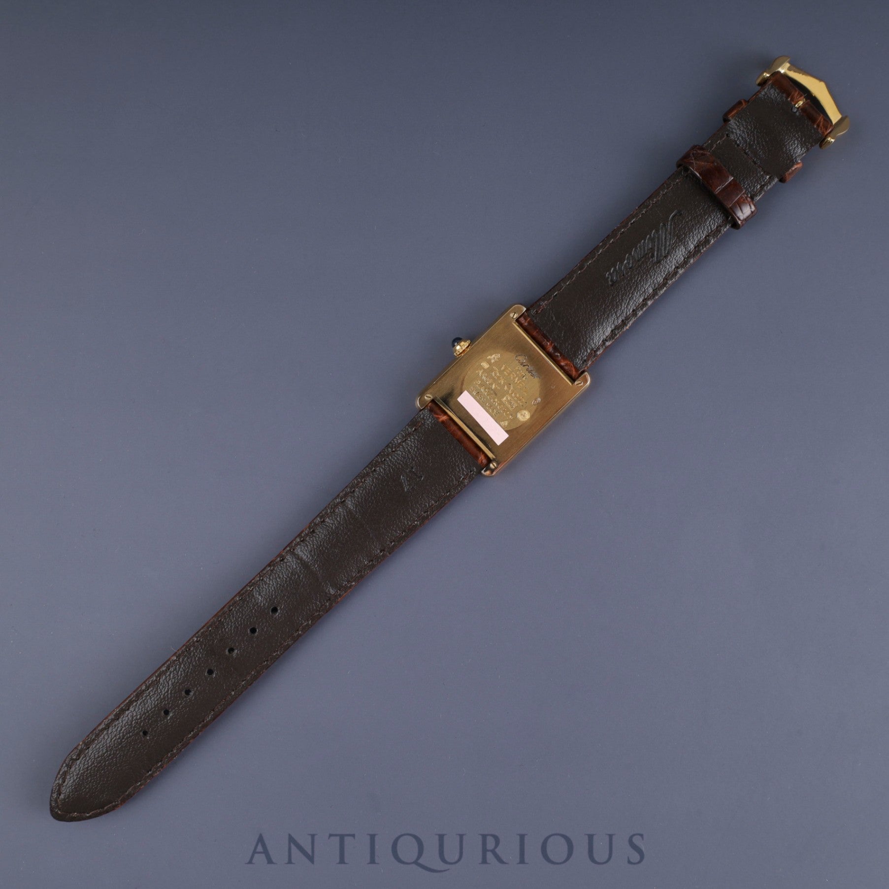 カルティエ マストタンク LM 590005 クォーツ Cal.90 SV925 革 純正尾錠(GP)サイドトリニティ文字盤 オーバーホール済み