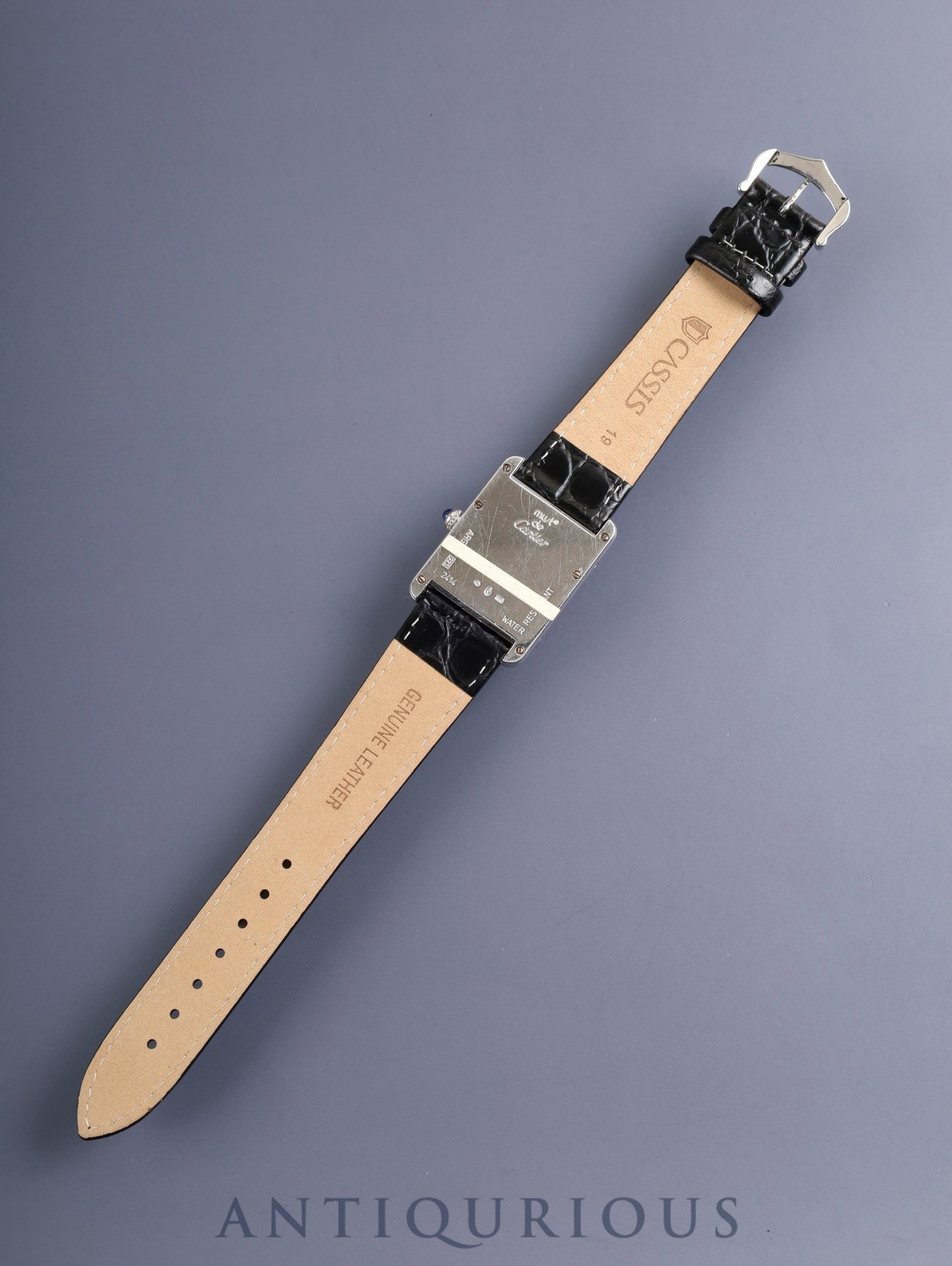 Cartier Must Tank GM (XL) 2414 Quartz Movement, SV925 Leather, Genuine Pin Buckle (Stainless Steel), White Roman Dial (SWISS MADE Marking), Completely Serviced at a Cartier Boutique