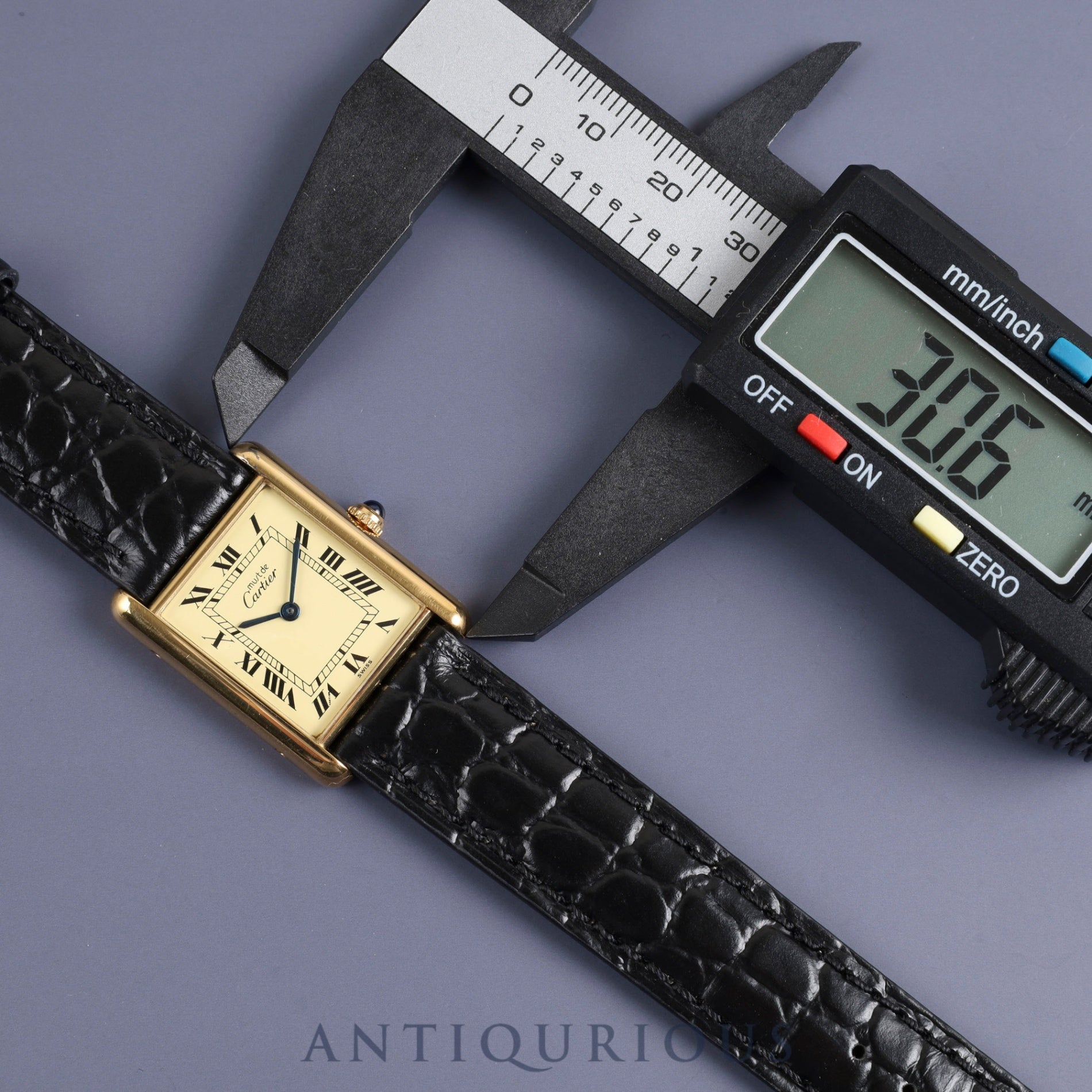 Cartier Must Tank LM 590005 Quartz Cal.90 SV925 Leather Genuine Buckle (GP) Ivory Roman Dial Overhauled