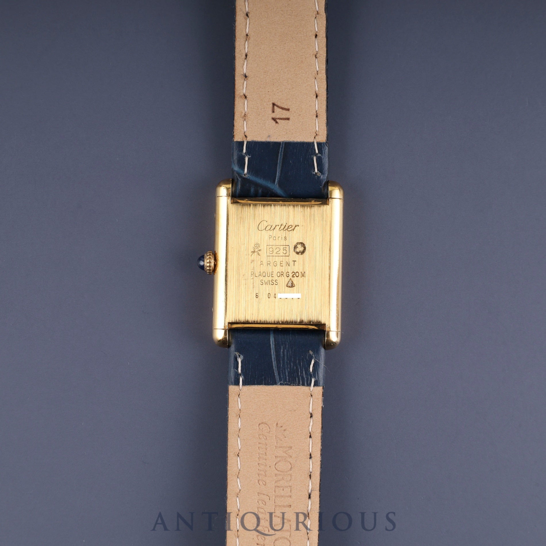カルティエ マストタンク LM 手巻き Cal.78-1 SV925 革 純正尾錠(GP) ラピスラズリ文字盤 1976年頃~1981年頃 オーバーホール済み