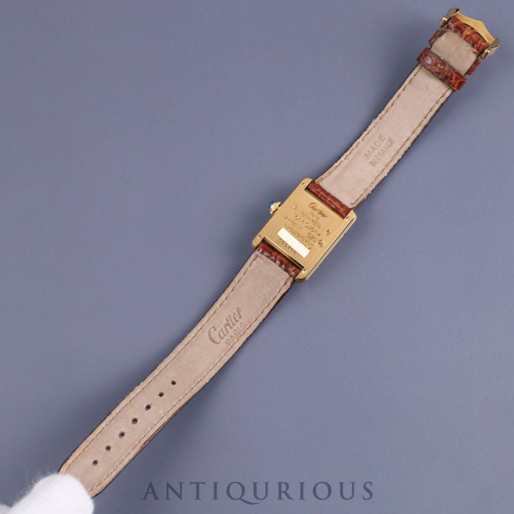 カルティエ マストタンク SM 5057001 クォーツ Cal.057 SV925 純正革ベルト 純正尾錠(GP)アイボリーローマン文字盤 1980年代半ば~1994年頃 オーバーホール済み