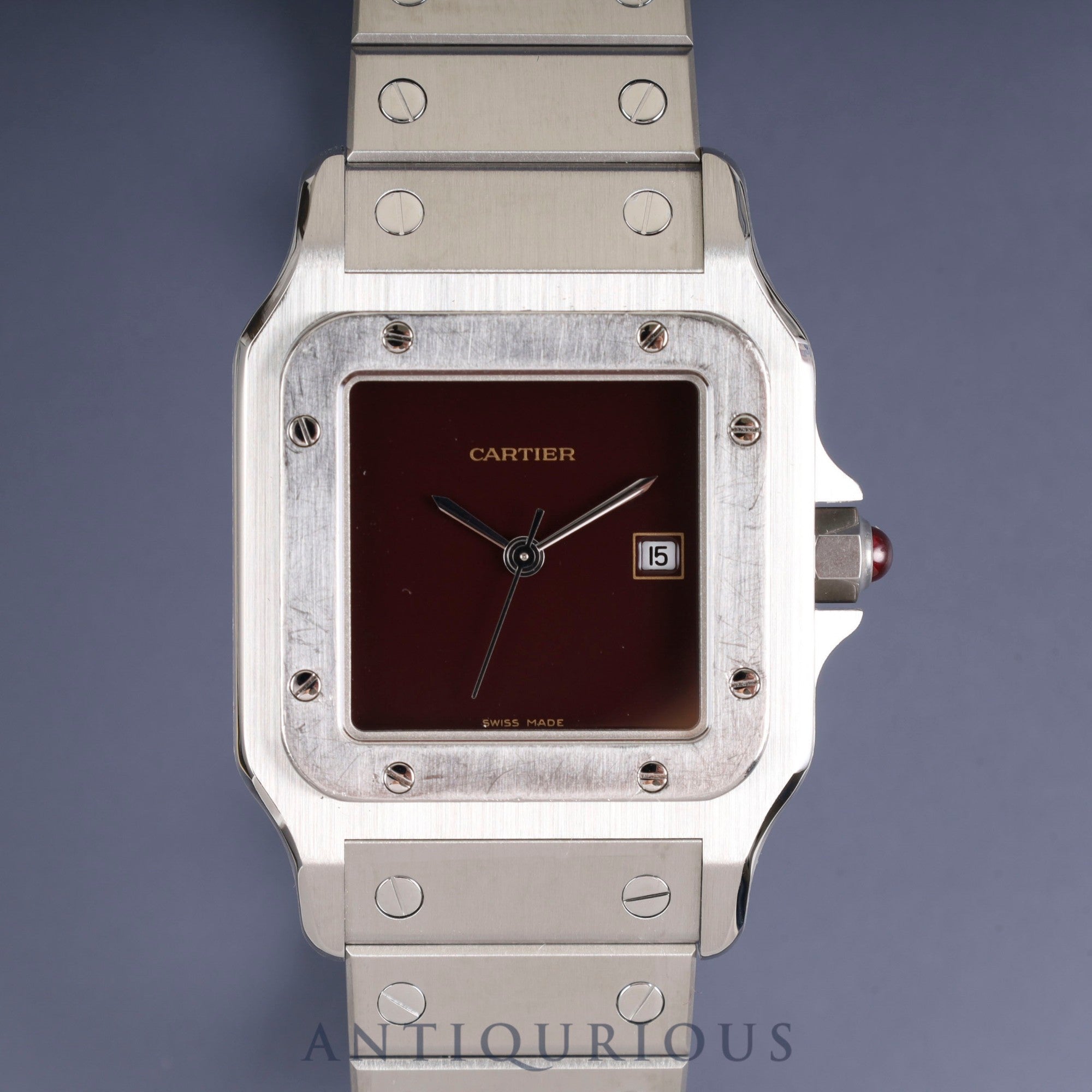 Cartier Santos Galbee LM 45168281/1553 Automatic SS SS Garnet dial Bordeaux dial Complete service (full maintenance) completed at Cartier boutique