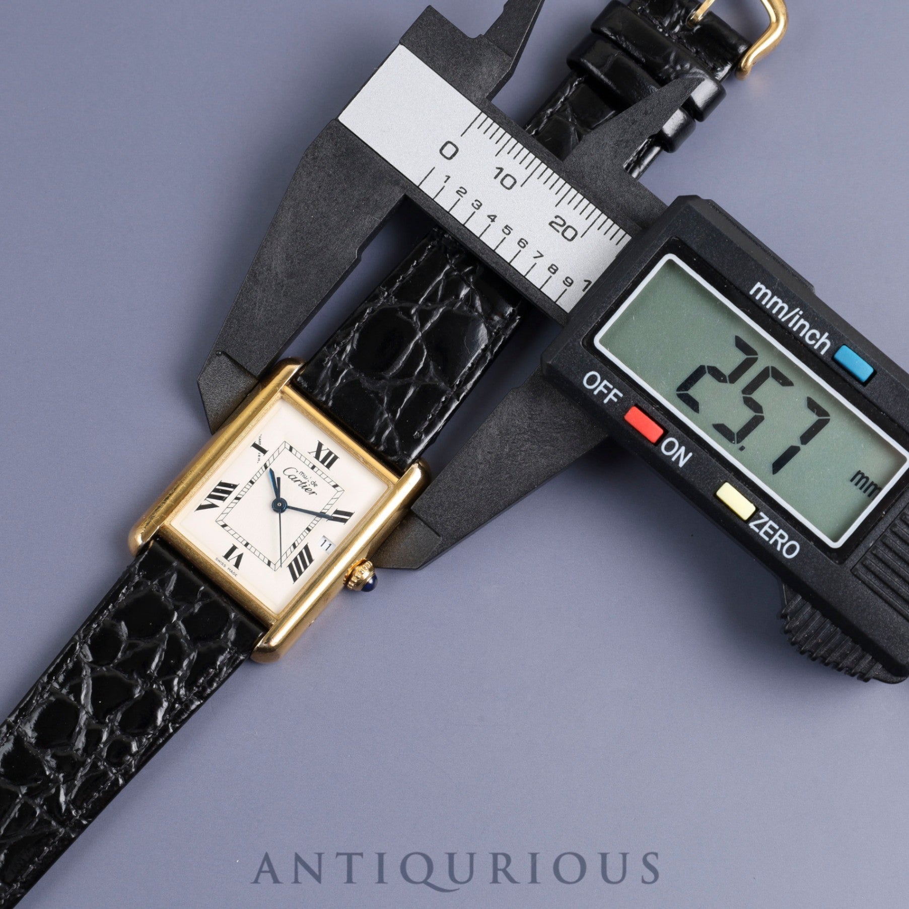 Cartier Must Tank GM (XL) Date W1013754 / 2413 Quartz Cal.687 SV925 Leather Genuine Buckle (GP) Roman CC Dial Box Instruction Manual