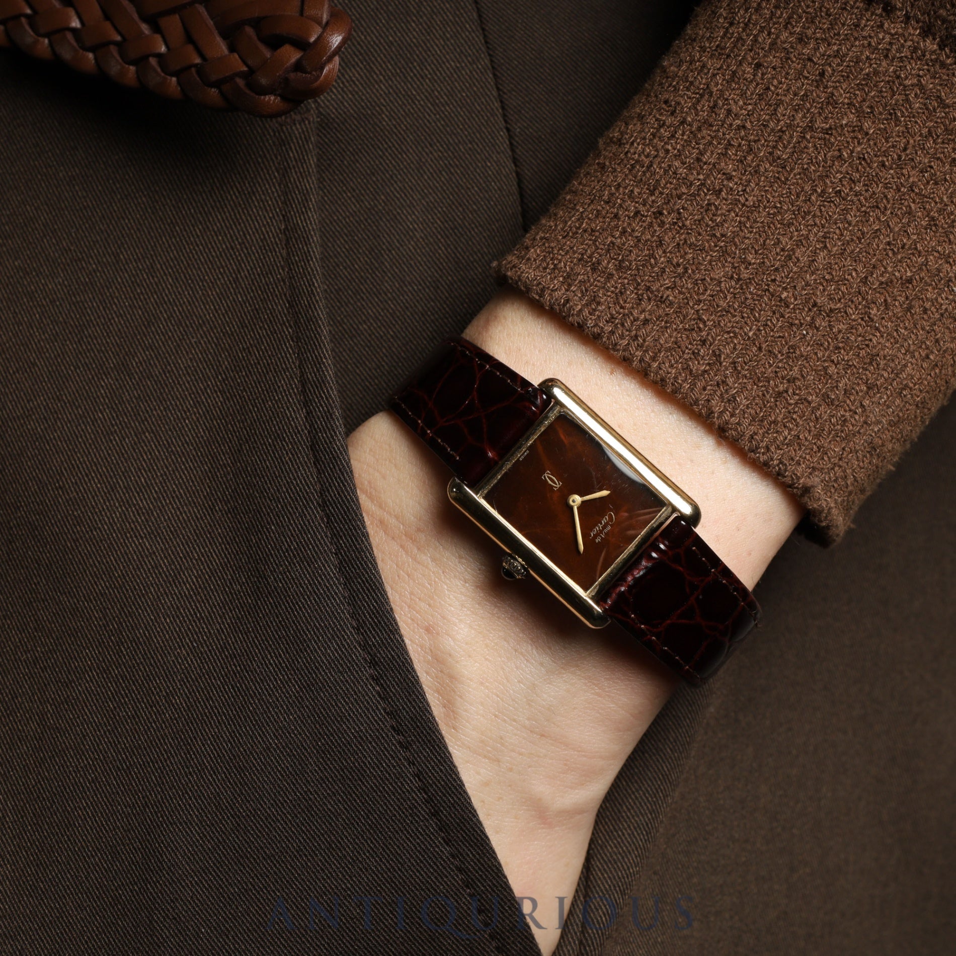 Cartier Must Tank LM Manual winding Cal.78-1 SV925 Leather Genuine buckle (GP) Mahogany dial Overhauled