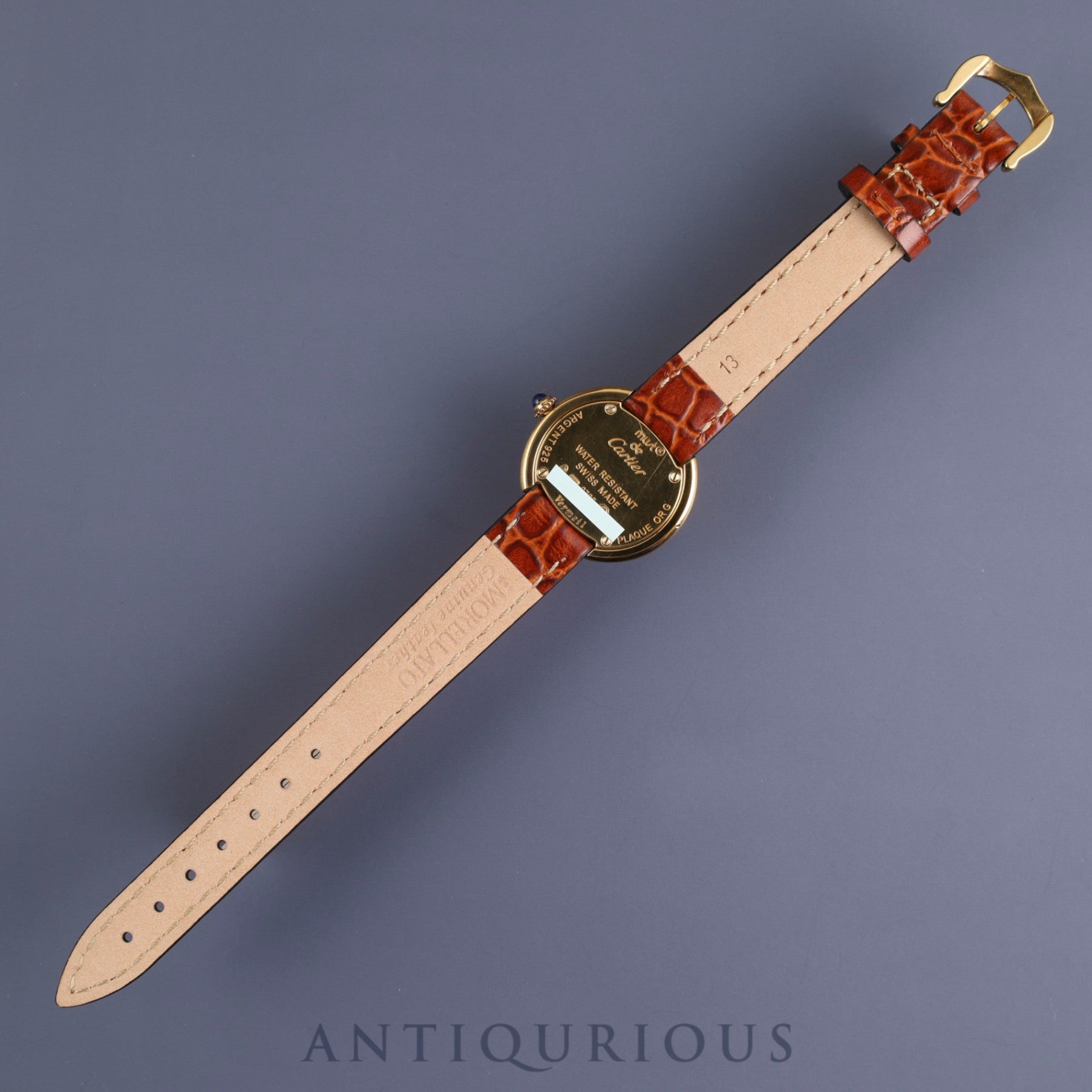Cartier Must Trinity 2735 Quartz Cal.157 SV925 Leather Genuine Buckle (GP) White Arabic Dial Overhauled