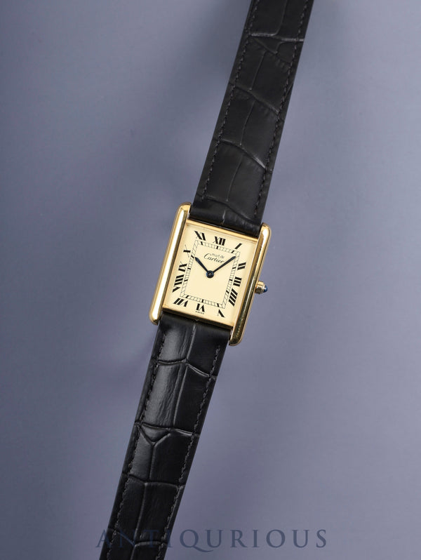 Cartier Must Tank LM 6 81006 Quartz Caliber 81 SV925 Leather Strap with Genuine D-Buckle (GP) Ivory Roman Dial Circa 1982-Circa 1995 Overhauled