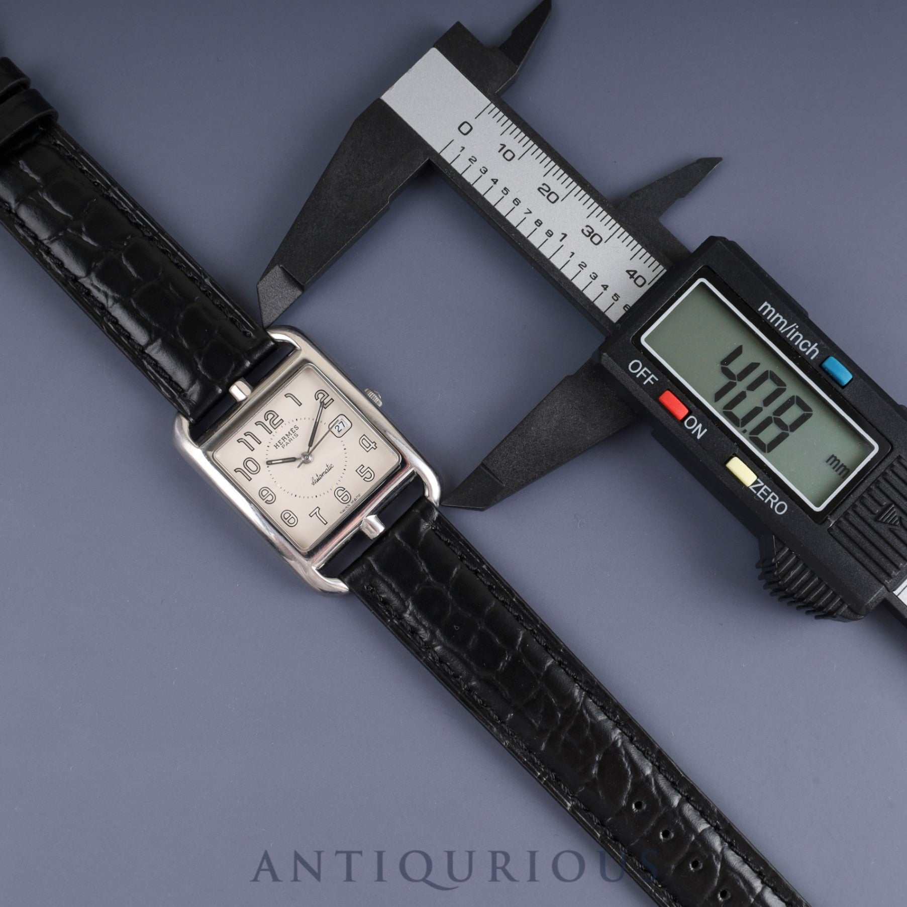 Hermes Cape Cod CC1.710 Automatic SS Leather Genuine Buckle (SS) Silver Arabic Dial Overhauled