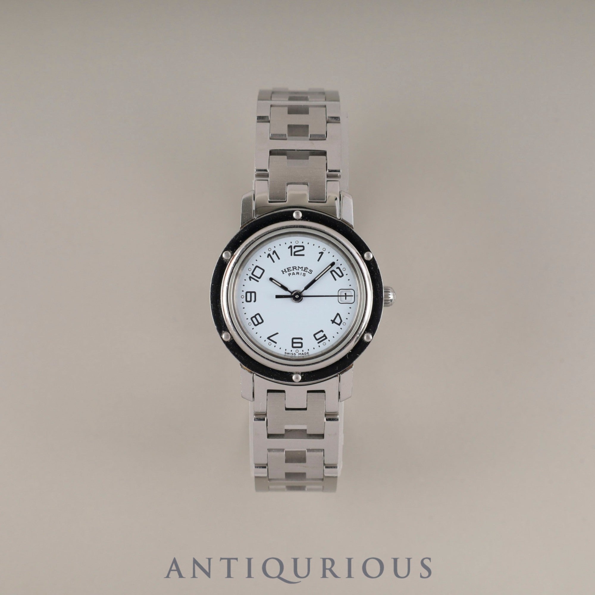 エルメス クリッパー CL4.210 クォーツ SS SS ホワイト文字盤 箱 冊子 保証書(2005年)オーバーホール済み