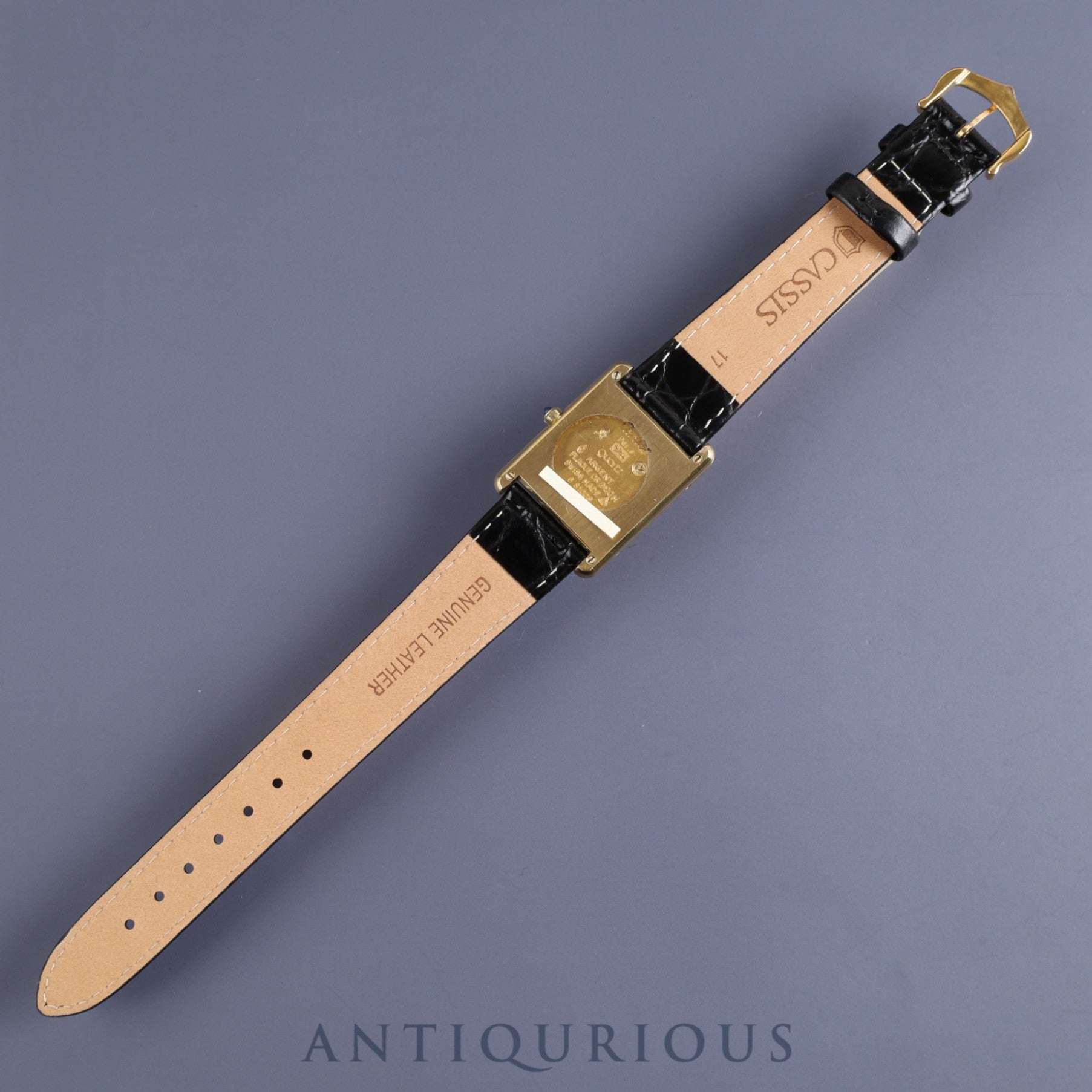 Cartier Must Tank LM 6 81006 Quartz Cal.690 SV925 Leather Genuine Buckle (GP) Onyx Dial Overhauled and Finished to Like New