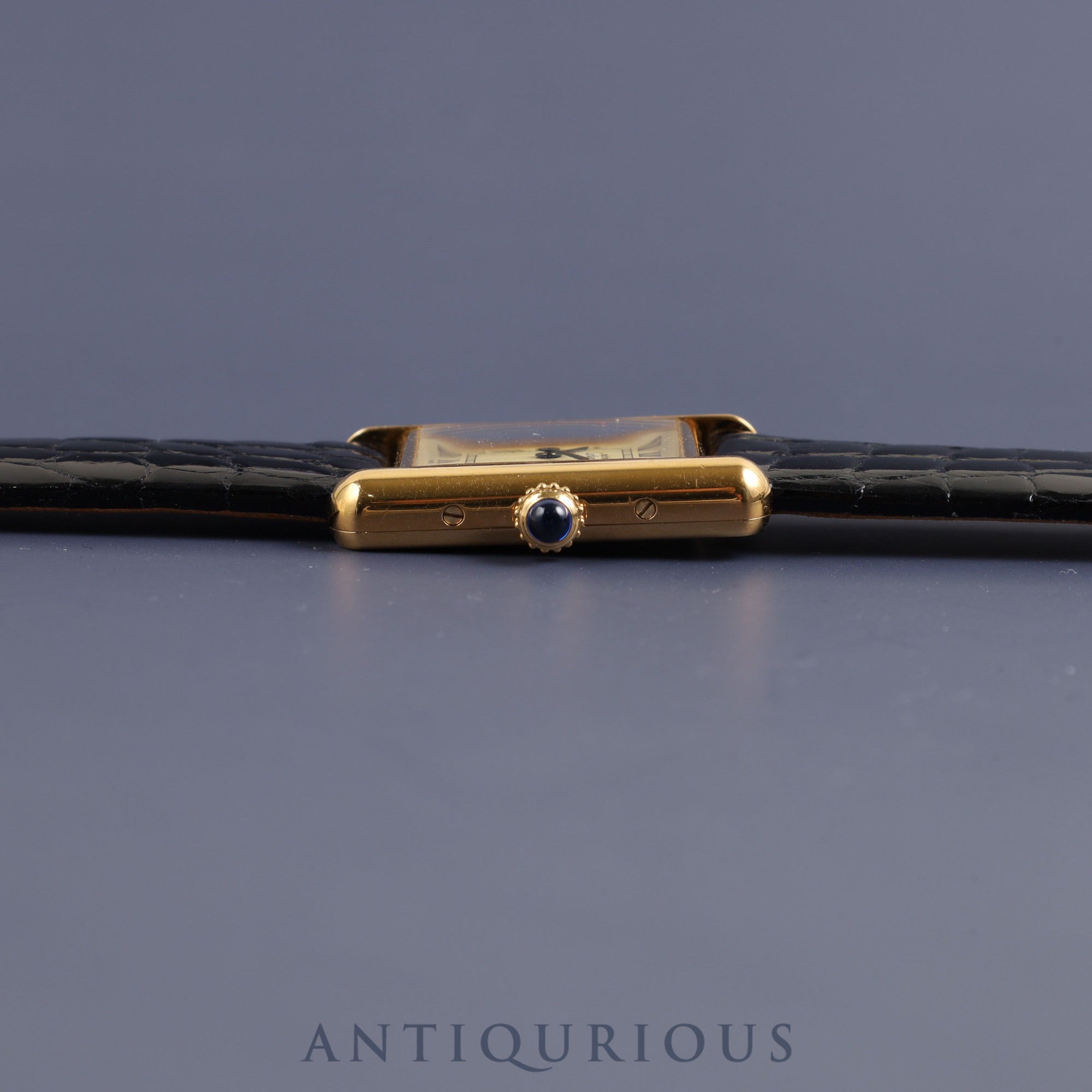 Cartier Must Tank SM 1613 Quartz Cal.057 SV925 Leather Genuine Buckle (GP) Ivory Dial Box Booklet Overhauled