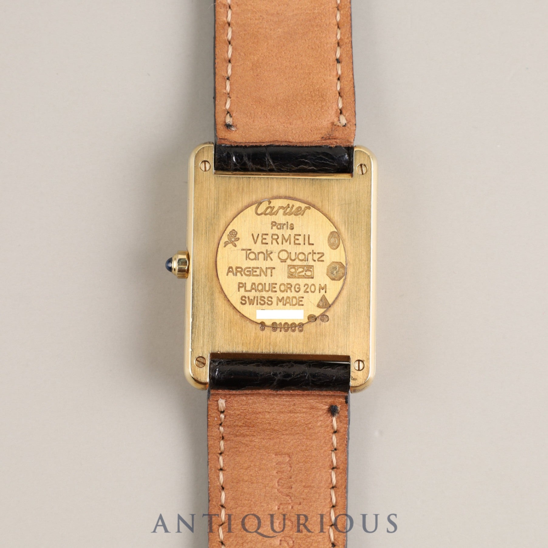 Cartier Must Tank LM 6 81006 Quartz Cal.81 SV925 Genuine leather strap Genuine buckle (GP) Black onyx dial Overhauled