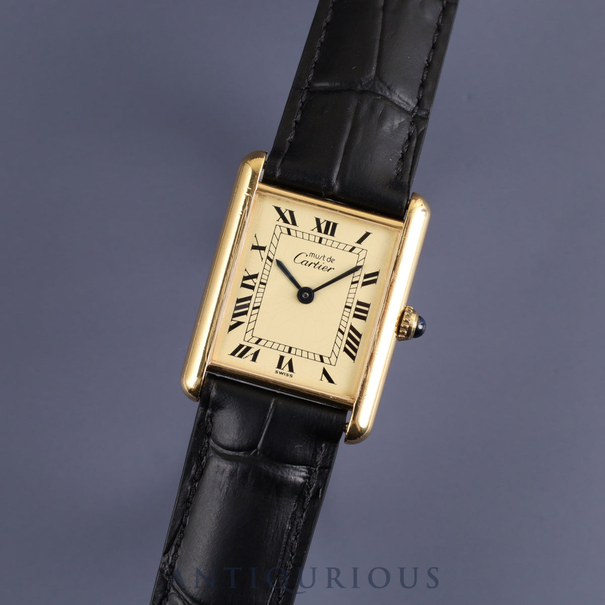 Cartier Must Tank LM 1615 Quartz Cal.90 SV925 Leather Genuine D-buckle Ivory Roman dial Overhauled and refinished