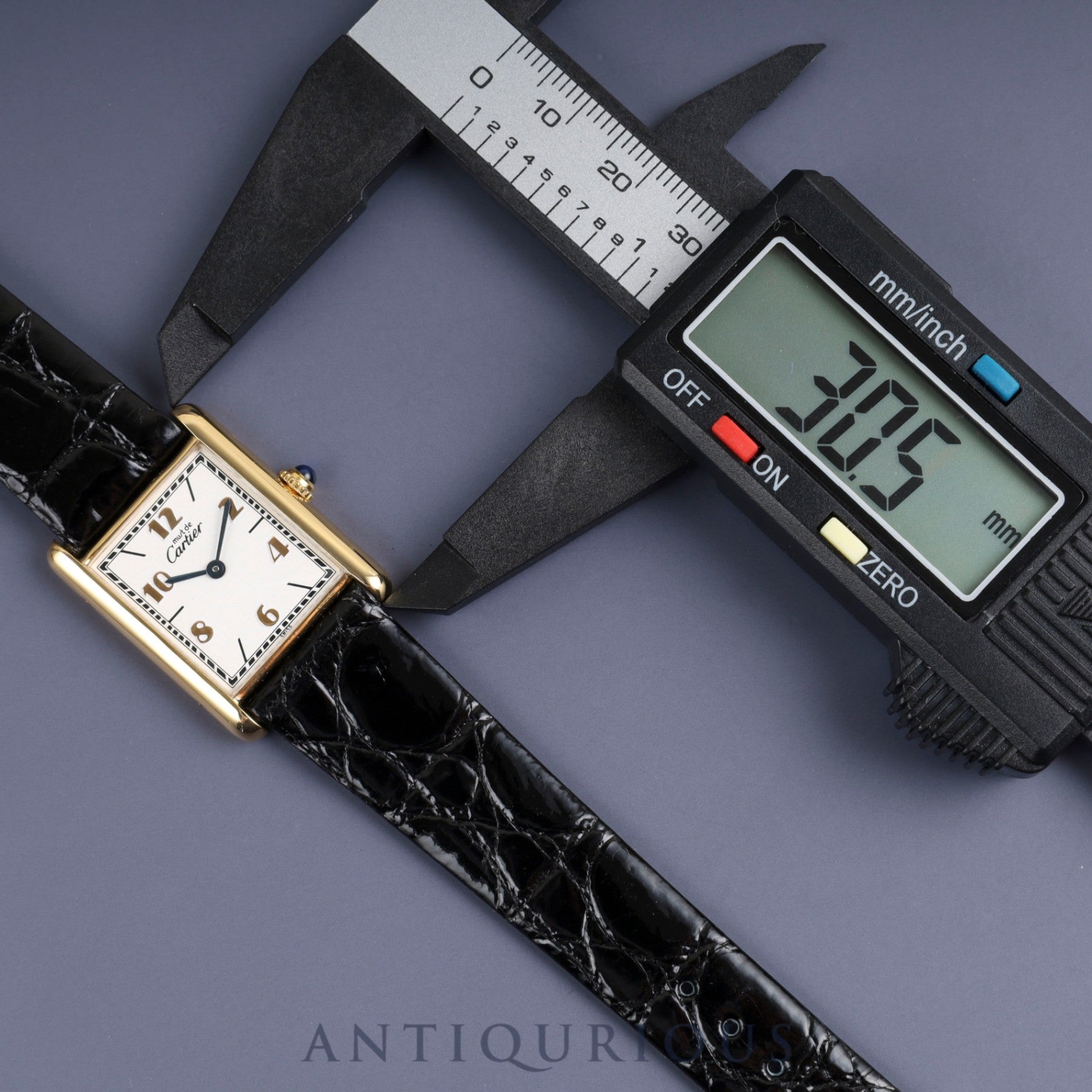 Cartier Must Tank LM 590005 Quartz Cal.690 SV925 Leather Genuine Buckle (GP) Flying Arabic CC Dial Box Booklet Warranty (1993) Overhauled and refinished to like new condition