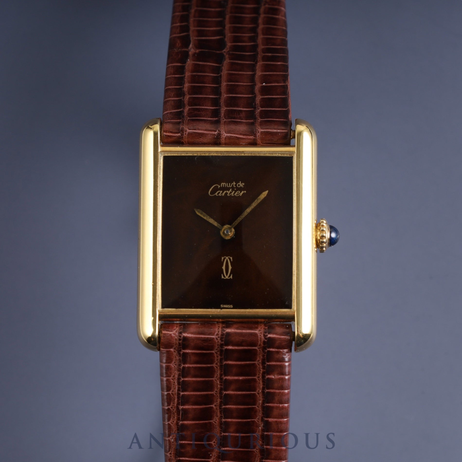 Cartier Must Tank LM Manual winding Cal.78-1 SV925 Leather Genuine buckle (GP) Mahogany dial Overhauled