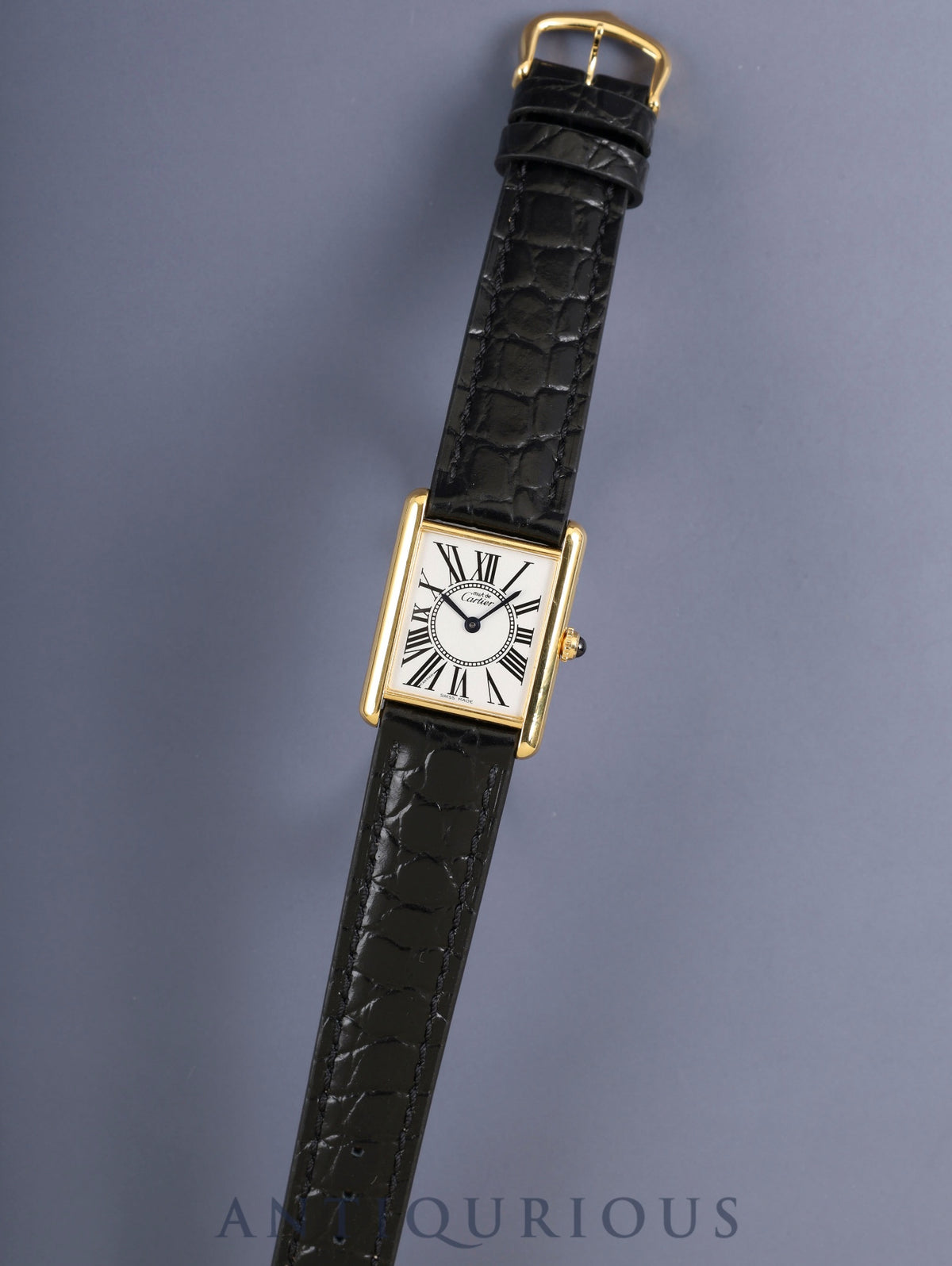 Cartier Must Tank LM 590005 Quartz SV925 Leather Original Pin Buckle (GP) Opaline Dial (SWISS MADE) Polished, Complete Service at Cartier Boutique