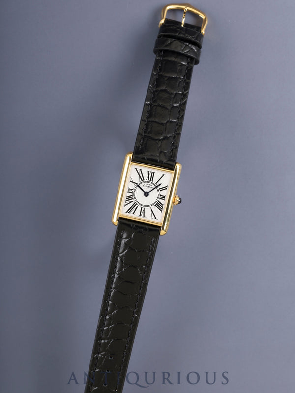 Cartier Must Tank LM 590005 Quartz SV925 Leather Original Pin Buckle (GP) Opaline Dial (SWISS MADE) Polished, Complete Service at Cartier Boutique