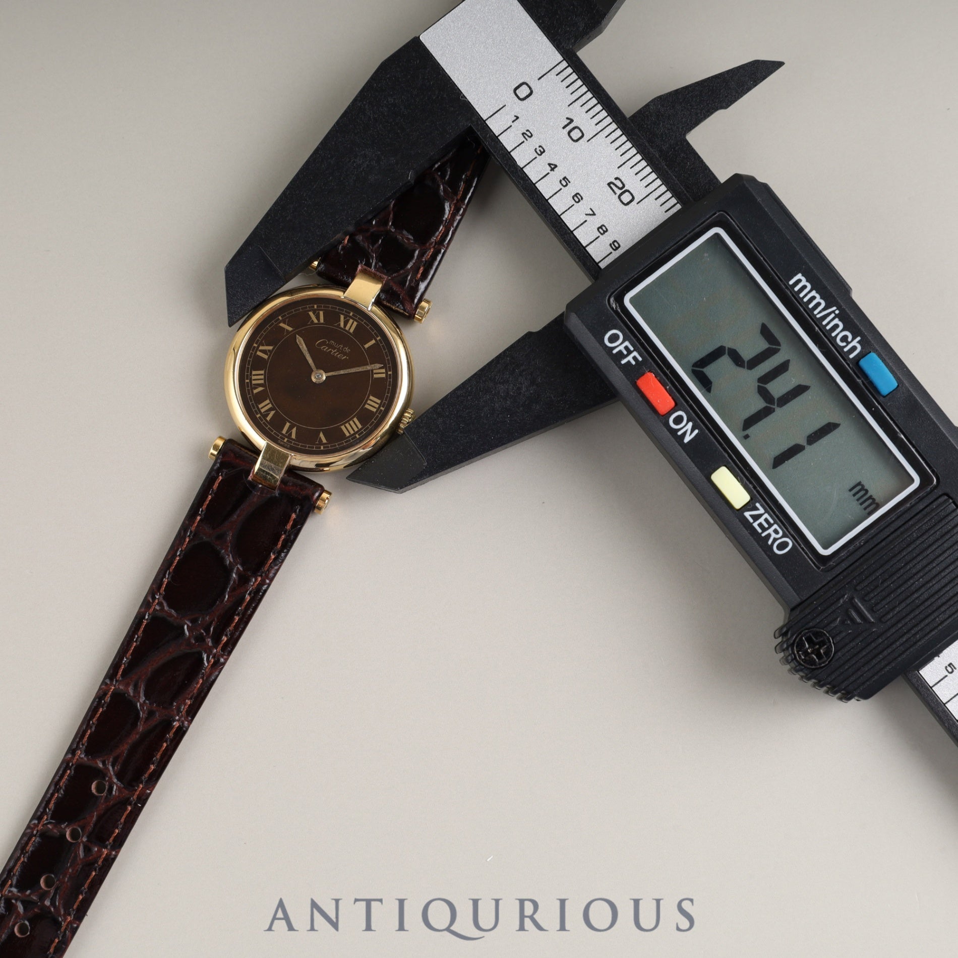 カルティエ マスト ヴァンドーム VLC SM クォーツ Cal.81 SV925 革 純正尾錠(GP) マホガニー文字盤(クラック) オーバーホール済み