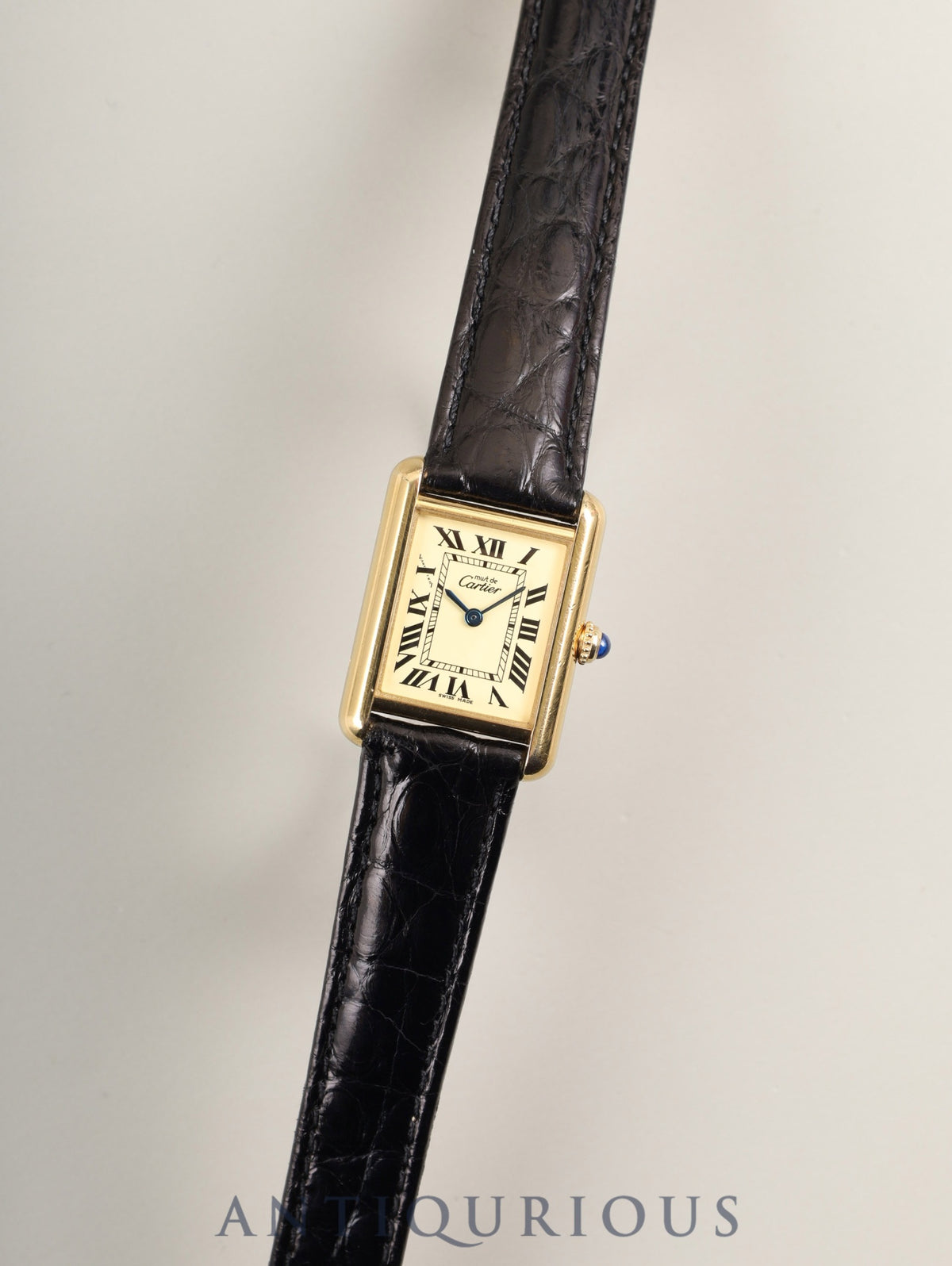Cartier Must Tank MM W1017354 / 2415 Quartz Caliber 057 SV925 Leather Genuine D-buckle (GP) Ivory Roman Dial (SWISS MADE) Box Booklet Warranty (2005) Overhauled