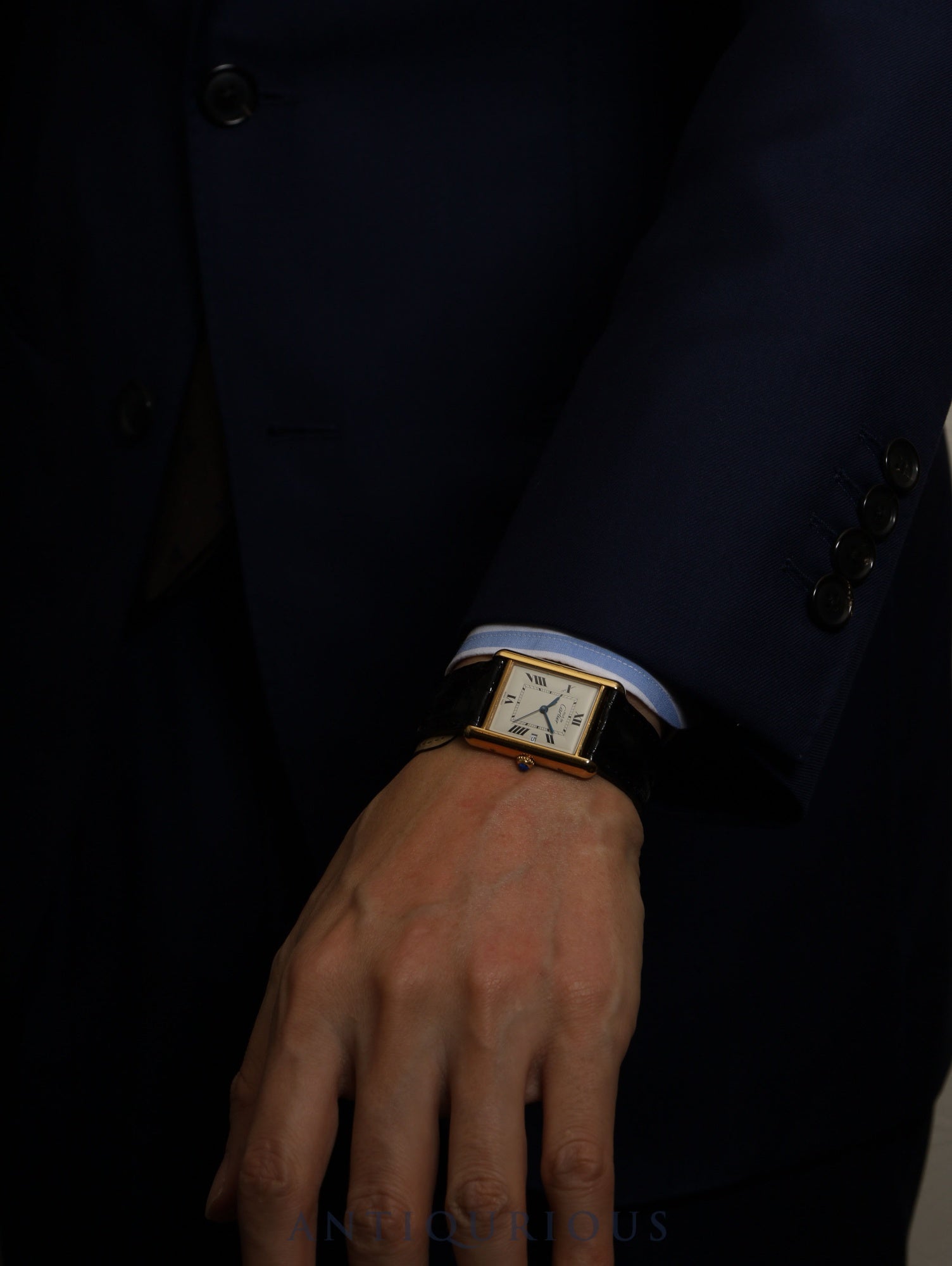 カルティエ マストタンク GM(XL) W1013754 / 2413 クォーツ Cal.687 SV925 革 純正Dバックル(GP)アイボリー飛びローマン文字盤(SWISS MADE表記) オーバーホール済み