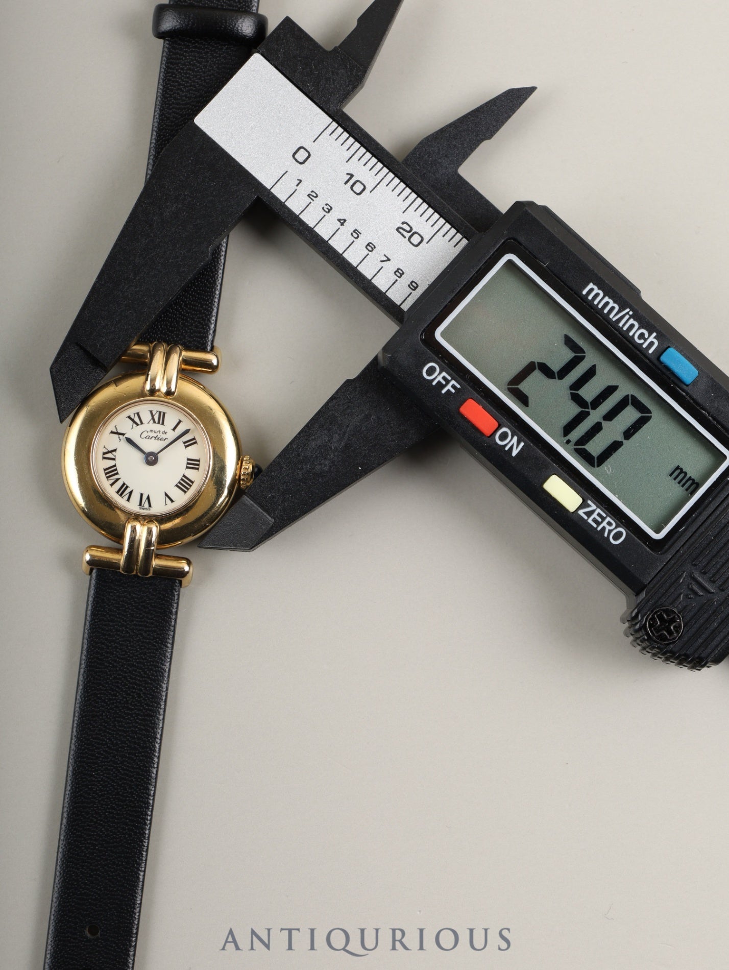 Cartier Must Colisee 590002 Quartz Caliber 90 SV925 Leather Strap with Genuine GP Buckle, Ivory Dial, Overhauled