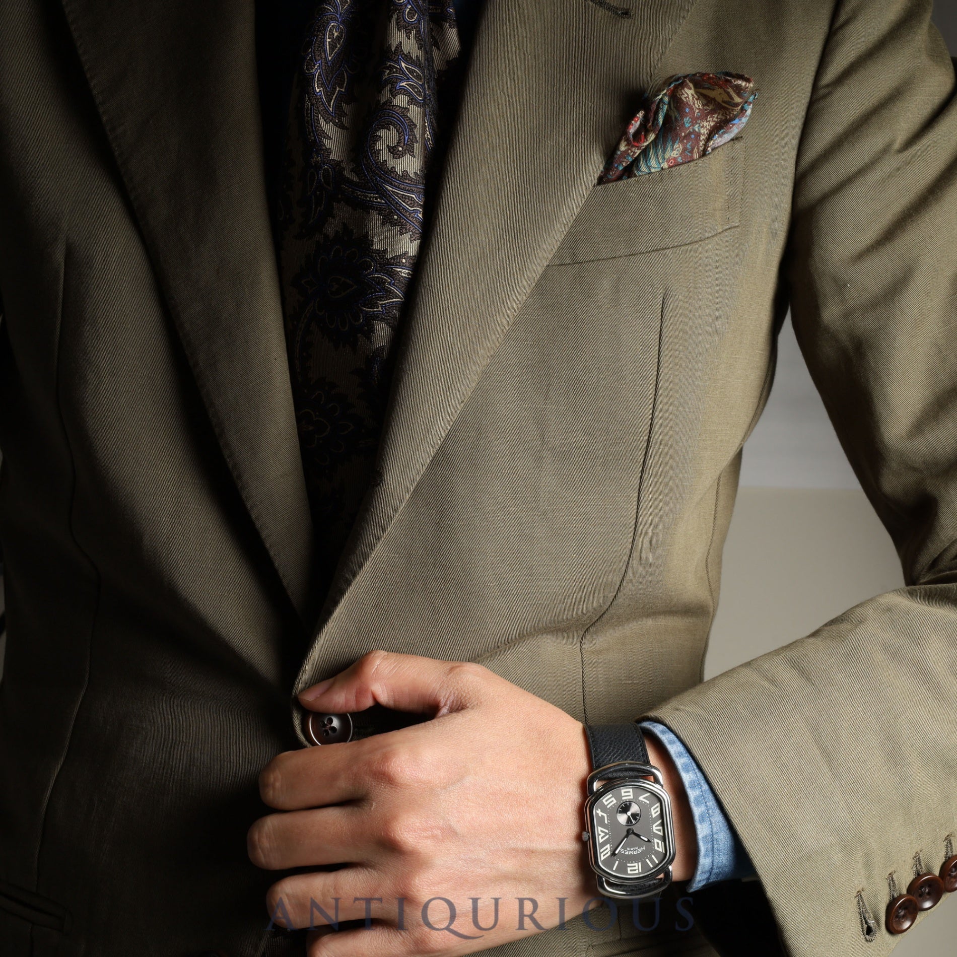 エルメス ラリー RA1.810 クォーツ Cal.980.163 SS 純正革ベルト(□J刻印:2006年) 純正尾錠(SS) グレー文字盤 冊子 オーバーホール済み