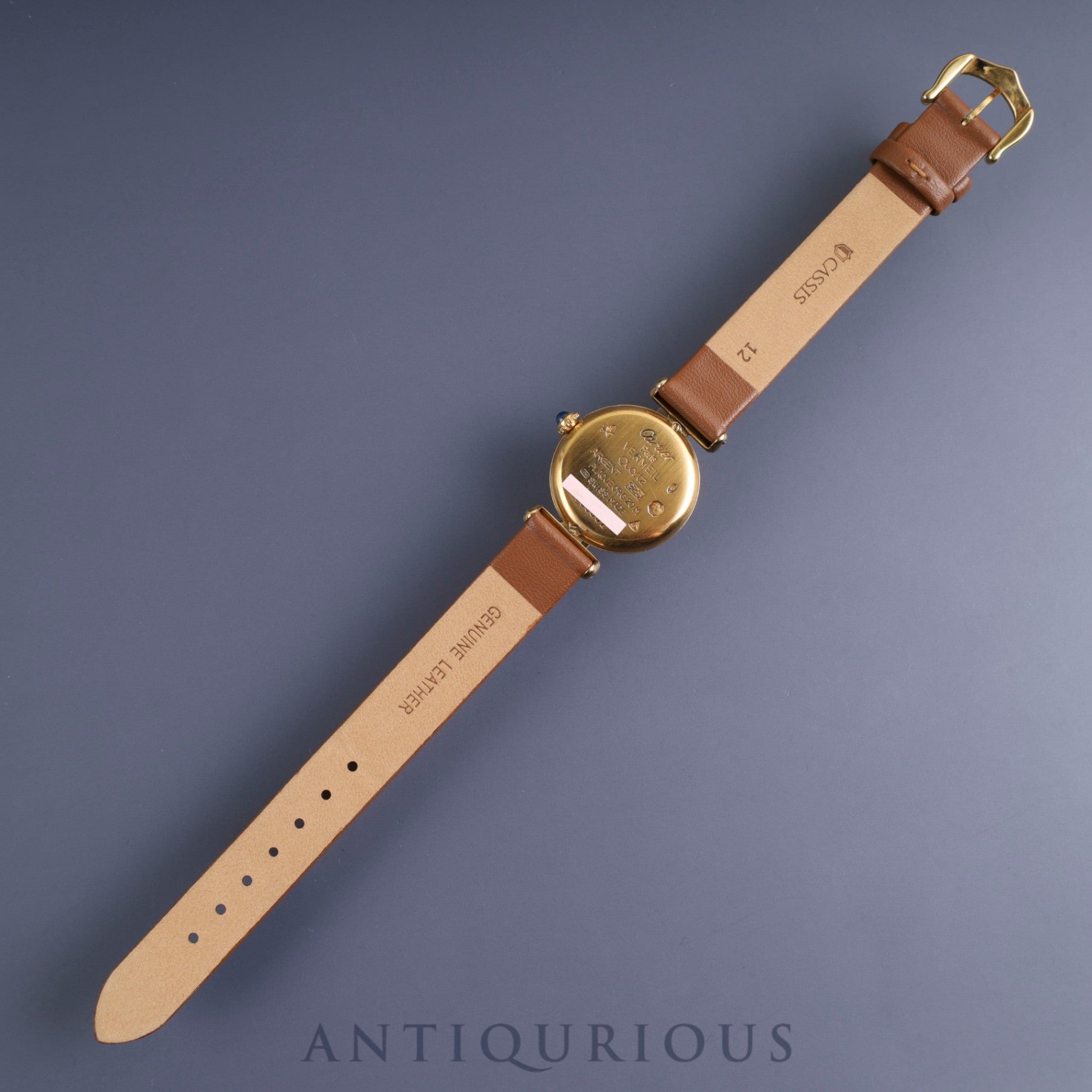 Cartier Must Colisee 590002 Quartz SV925 Leather Genuine Buckle (GP) Ivory Roman Dial Overhauled