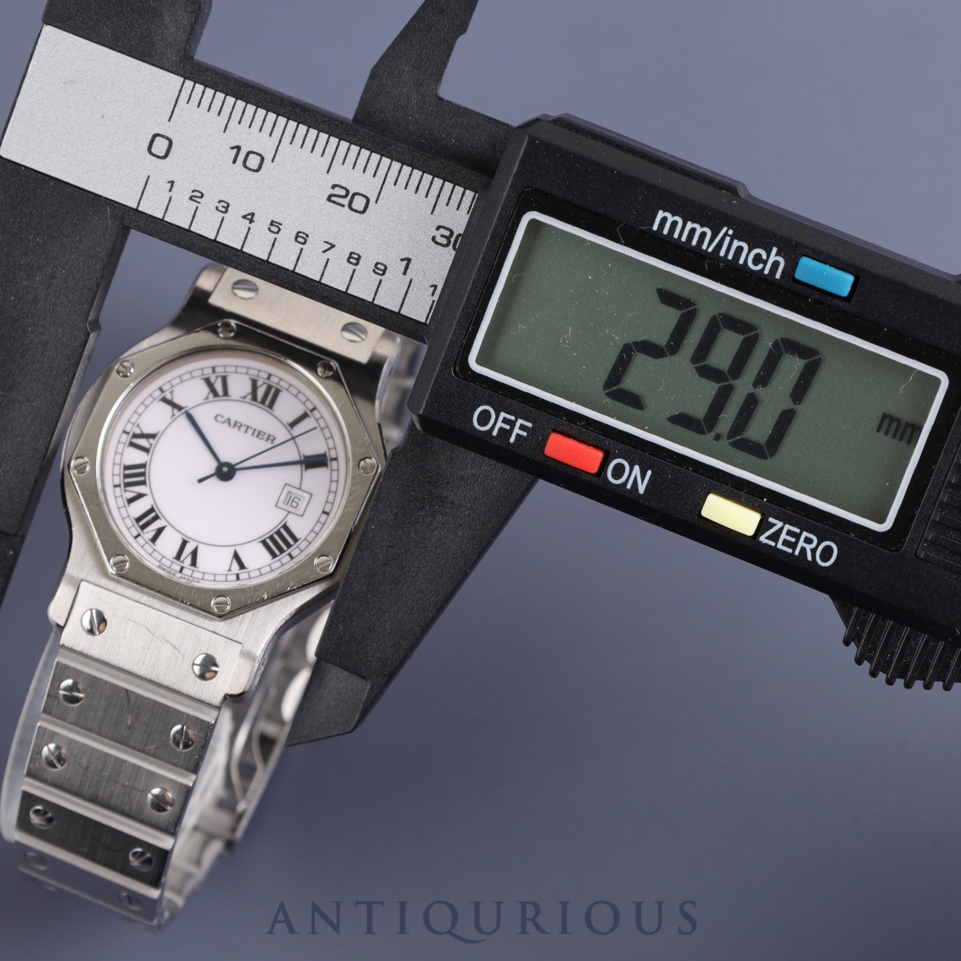 Cartier Santos Octagon LM 2965 Automatic SS SS White Roman dial Box Warranty (no date) Complete service (full maintenance) completed at Cartier boutique