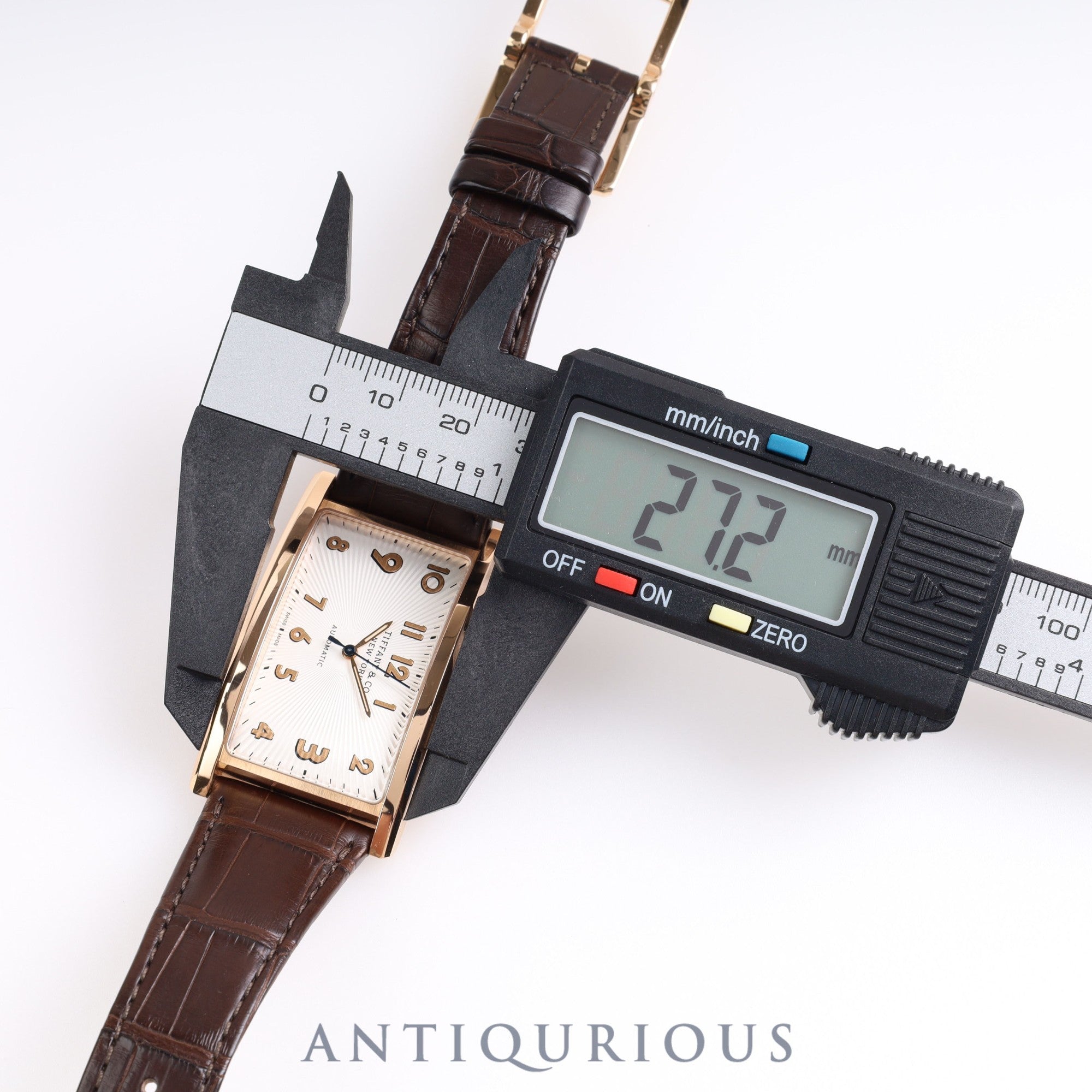 Tiffany East West Automatic PG Leather Silver Dial