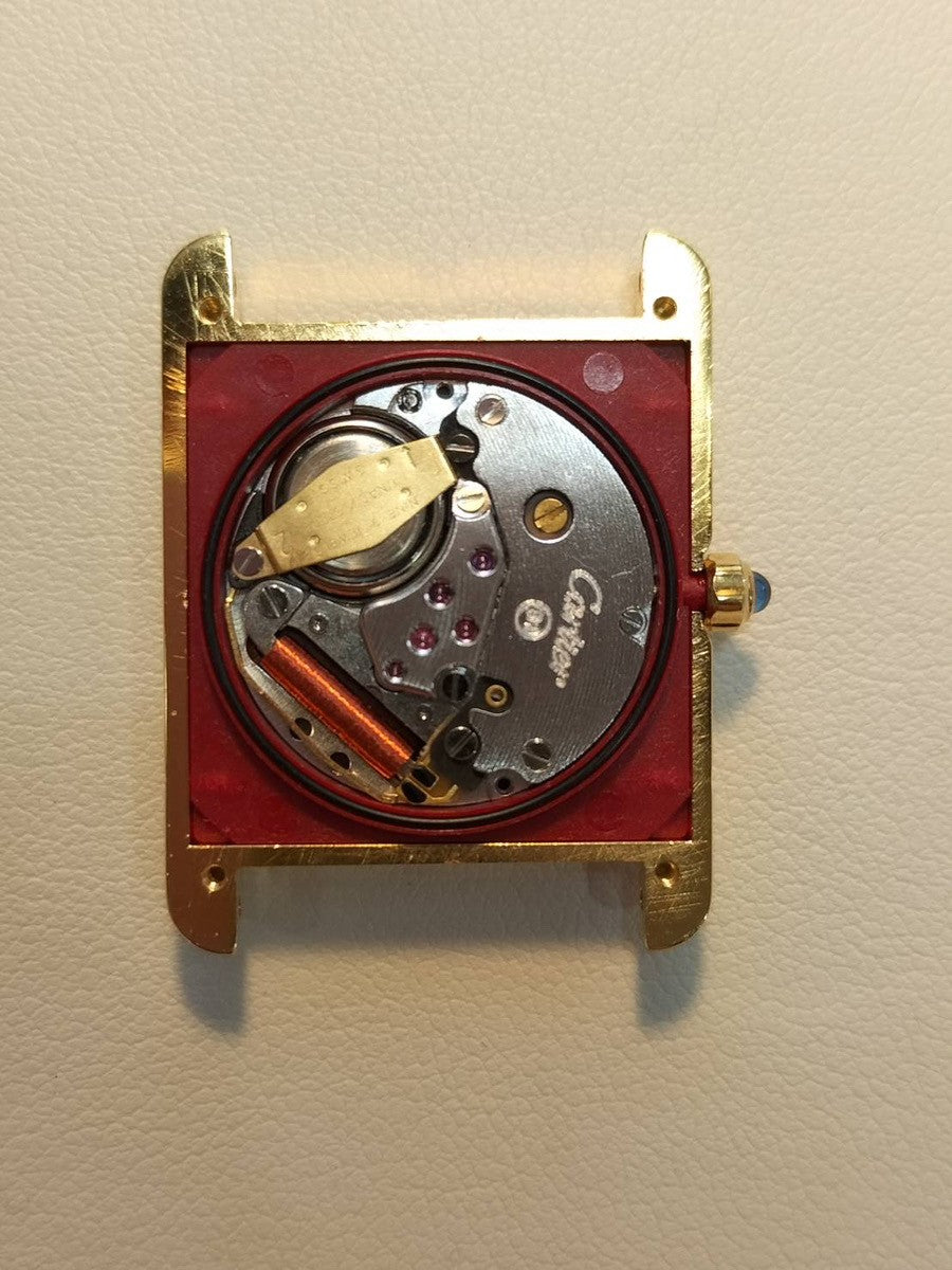 カルティエ マストタンク LM 681006 クォーツ Cal.81 SV925 革 純正尾錠(GP)グレー飛びローマン文字盤(SWISS表記)オーバーホール済み