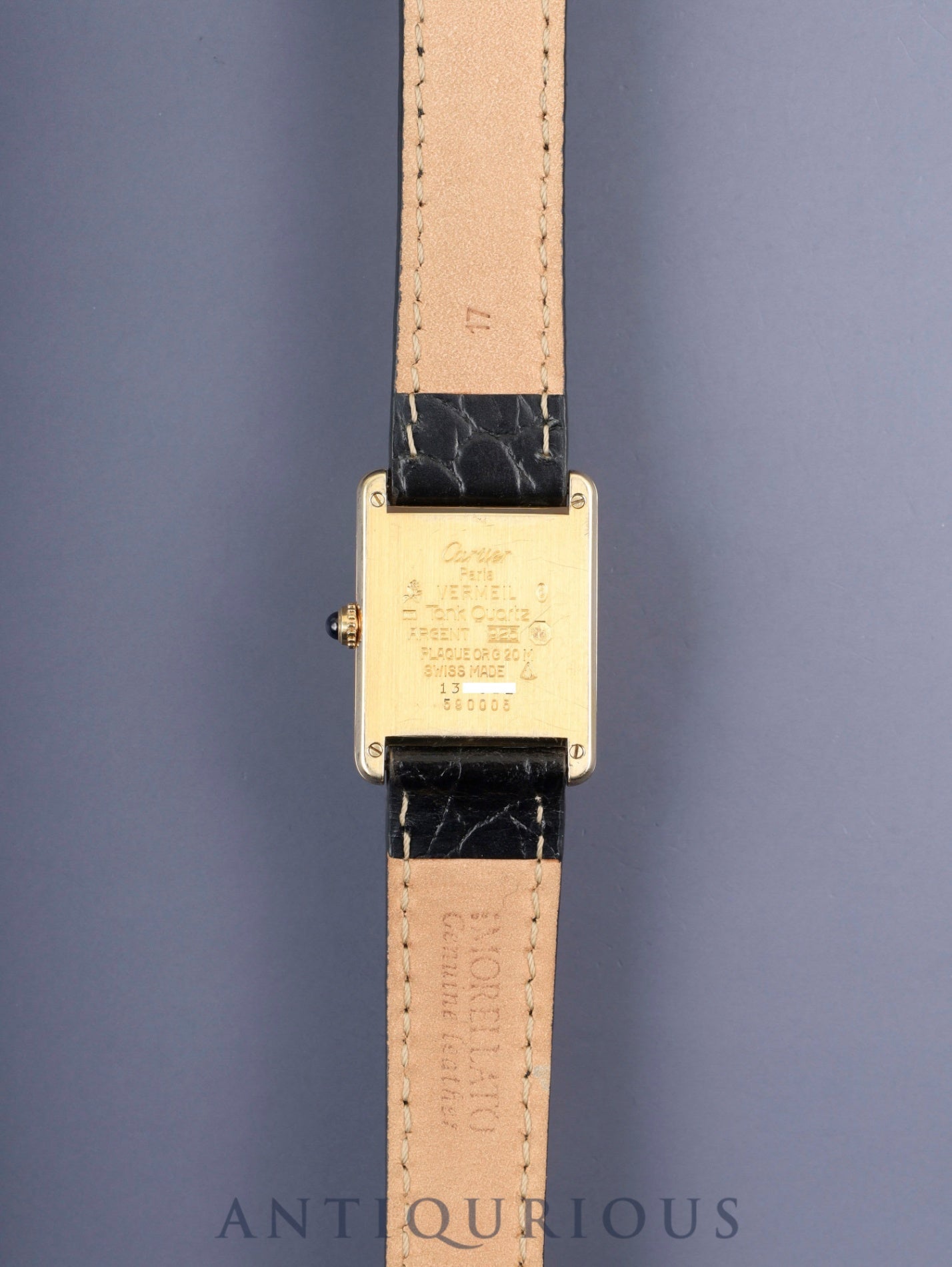 カルティエ マストタンク LM 590005 クォーツ Cal.90 SV925 革 純正尾錠(GP)アイボリーローマン文字盤(SWISS表記)オーバーホール済み