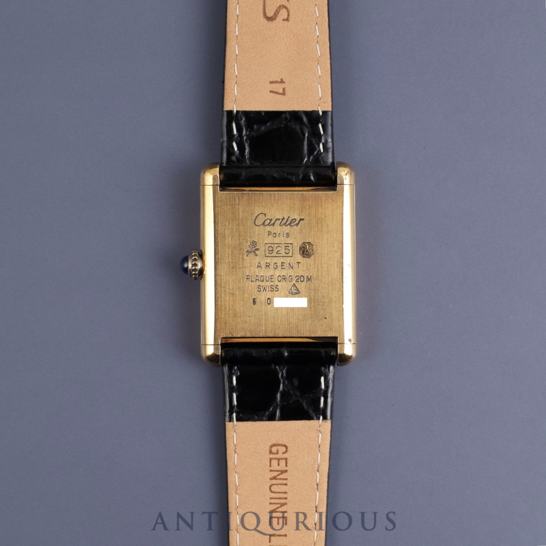 Cartier Must Tank LM Manual winding Cal.78-1 SV925 Leather Genuine buckle (GP) Lapis lazuli dial Overhauled