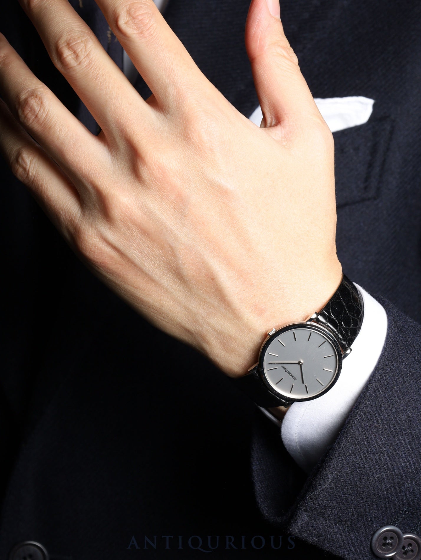 オーデマ・ピゲ エクストラフラット 4791BC.0.0002 手巻き Cal.2080 750WG 純正革ベルト 純正尾錠(750WG) シルバー文字盤 タグ オーバーホール済み