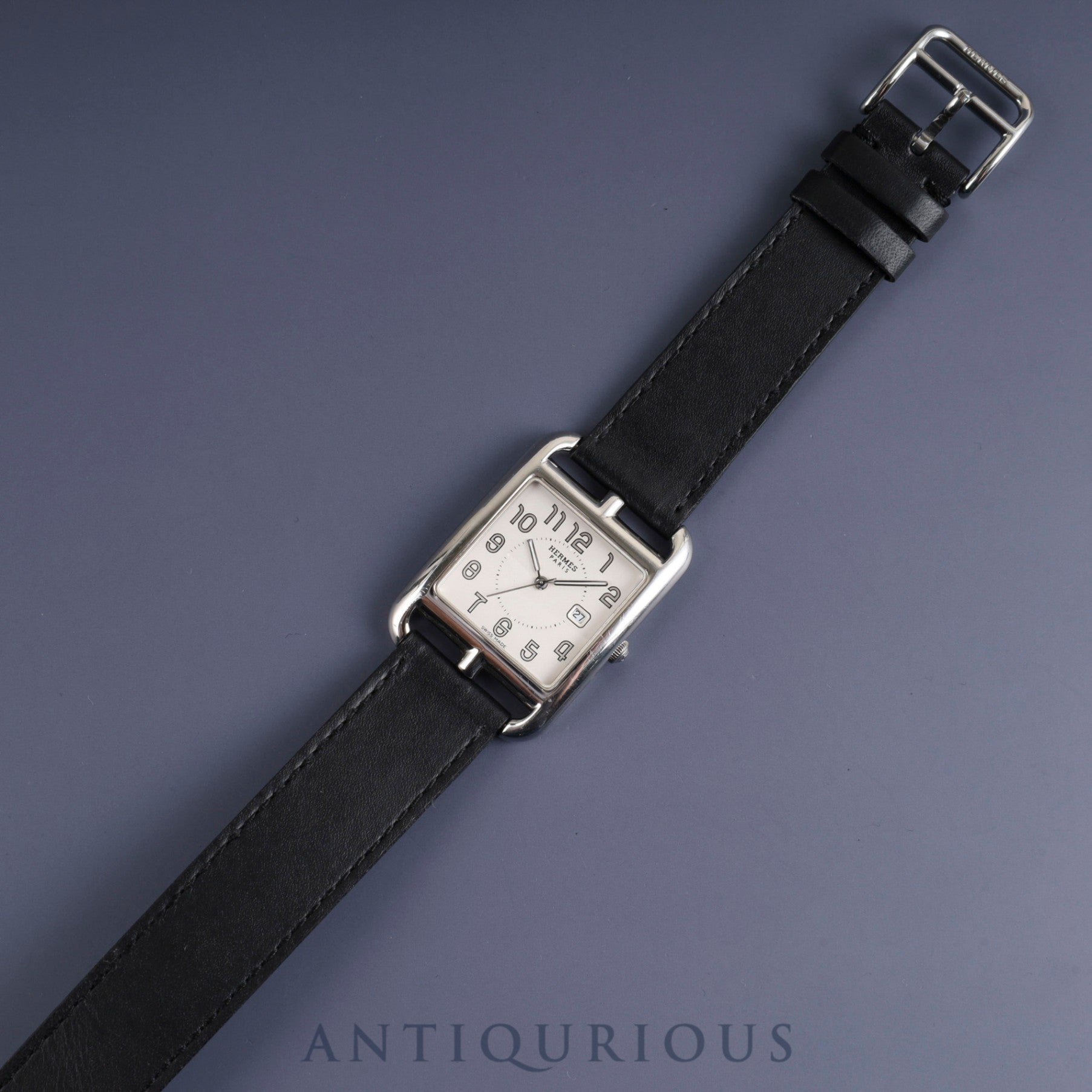 エルメス ケープコッド CC2.710 クォーツ SS 革 純正尾錠(SS) シルバーアラビア文字盤 純正替ベルト(A刻印:2017年) オーバーホール済み