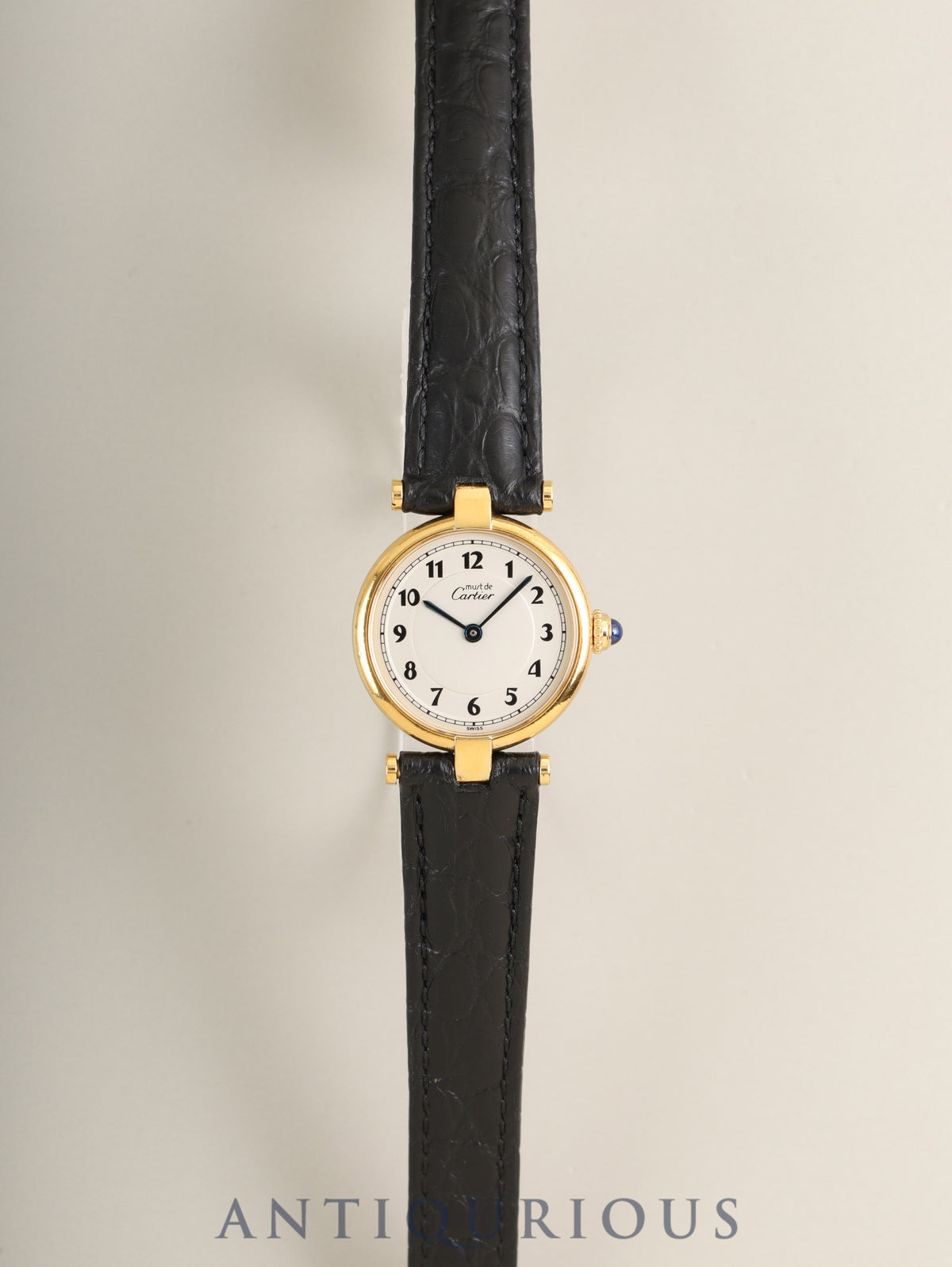 Cartier Must Vendome VLC SM W1002154 / 590004 Quartz Cal.690 SV925 Leather Genuine Deployant Buckle (GP) Arabic Dial (SWISS marking) Overhauled