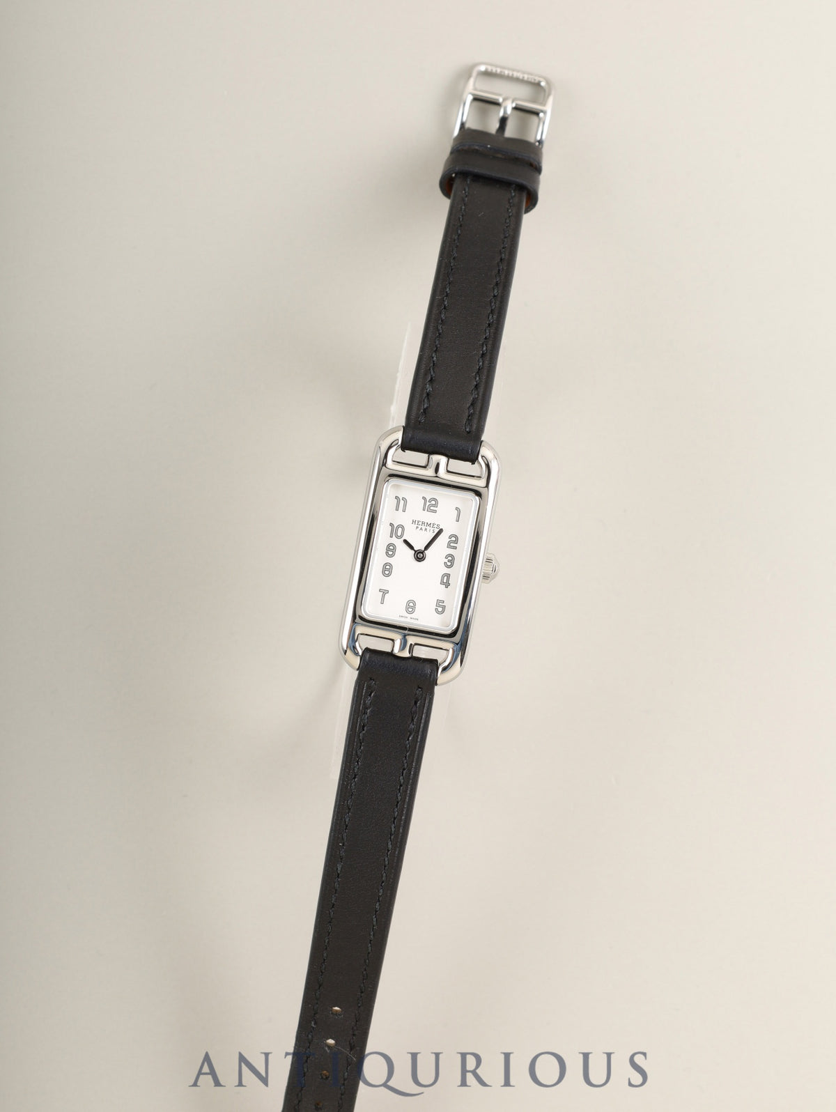 エルメス ナンタケット NA2.110 クォーツ Cal.ETA280.002 SS 純正レザーベルト(U刻印:2022年) 純正ピンバックル(SS)シルバーアラビア文字盤 箱 冊子 オーバーホール済み