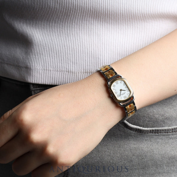 エルメス ラリー RA1.220 クォーツ Cal.976.001 SS/GP SS/GP ホワイト文字盤 オーバーホール済み