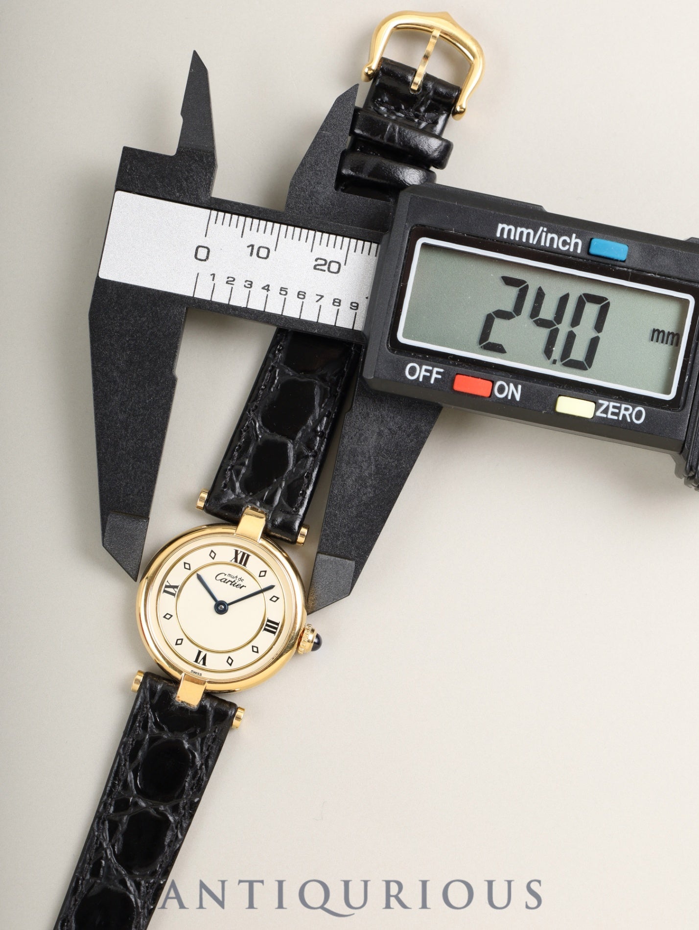 カルティエ マスト ヴァンドーム VLC SM W1002353 / 1815 クォーツ Cal.90 SV925 革 純正尾錠(GP)アイボリー4点ローマン文字盤 1980年代半ば~1994年頃 箱 冊子 保証書(1997年)オーバーホール済み