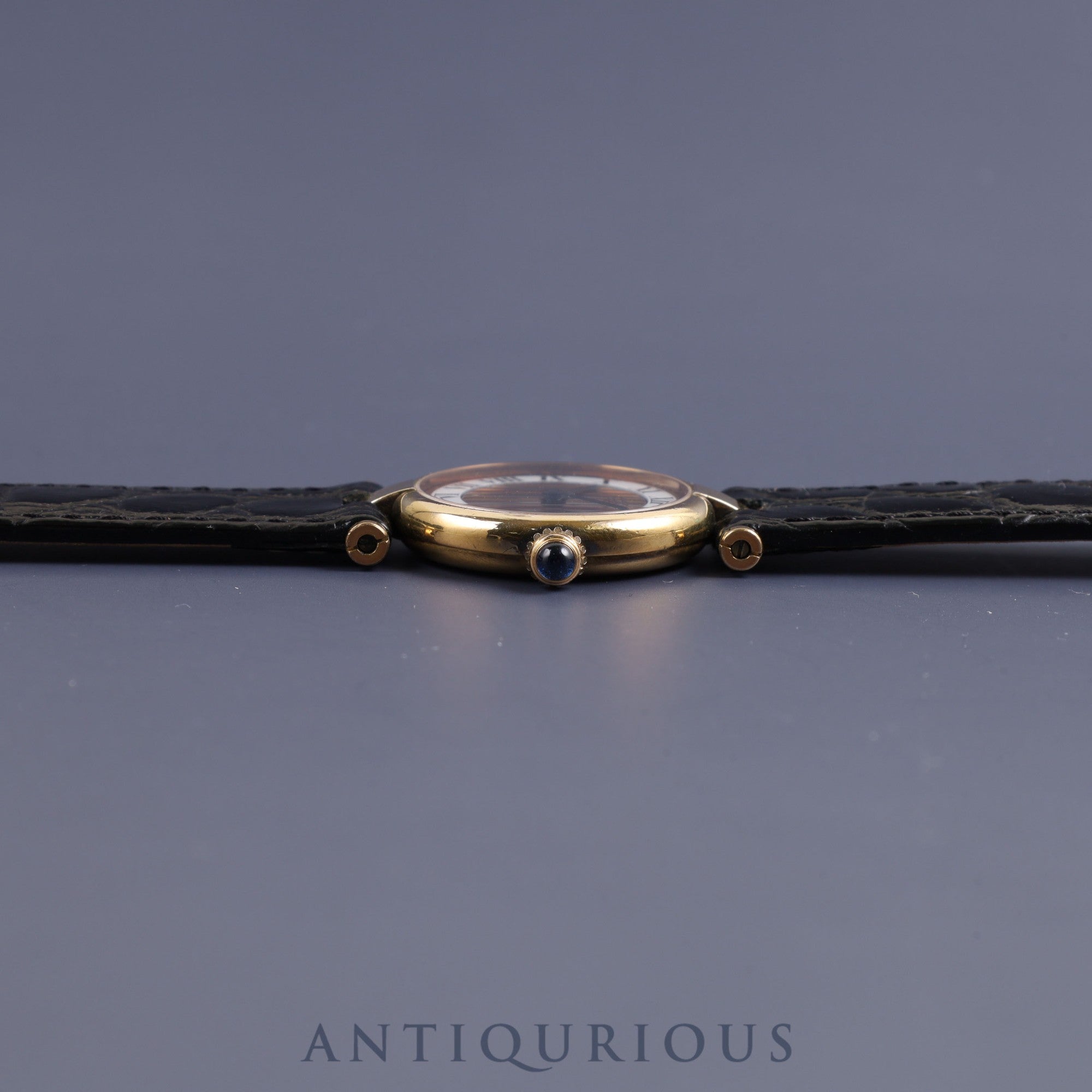 Cartier Must VLC Vendome SM 590004 Quartz SV925 Leather Genuine Buckle (GP) Front Trinity Dial