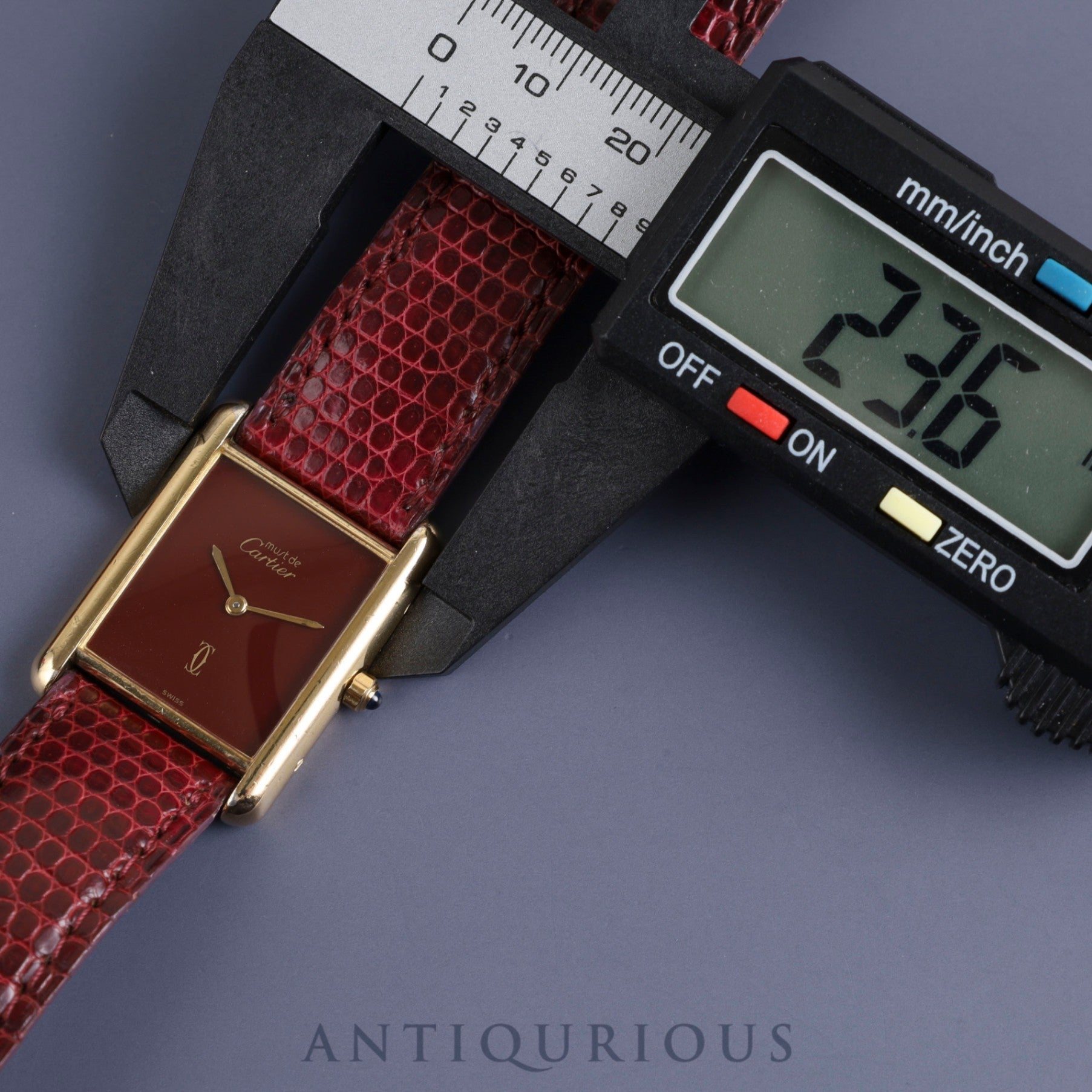 カルティエ マストタンク LM 681006 クォーツ Cal.81 SV925 純正革ベルト 純正尾錠(GP) ボルドー文字盤 箱 冊子 オーバーホール済み