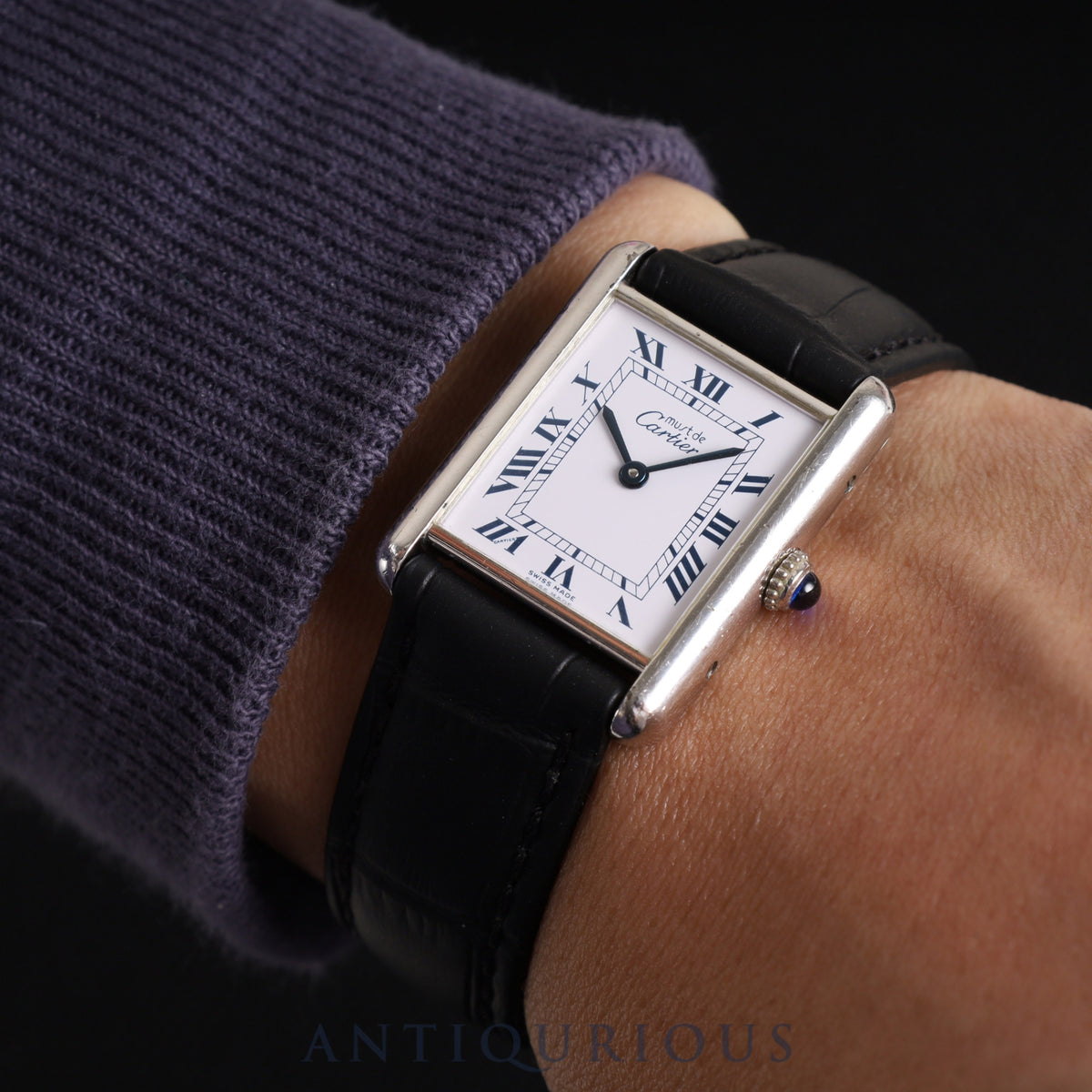 Cartier Must Tank LM 690006 Quartz Cal.690 SV925 Leather Genuine Buckle (SS) White Roman Dial Overhauled