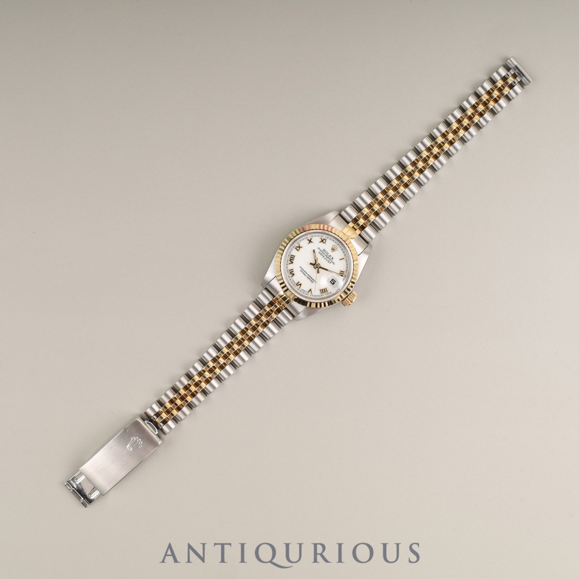 Rolex Lady-Datejust 69173 Automatic Caliber 2135 Stainless Steel/Yellow Gold White Shantung Dial W Serial Number (1994-1995) 1 Link Tag Overhauled