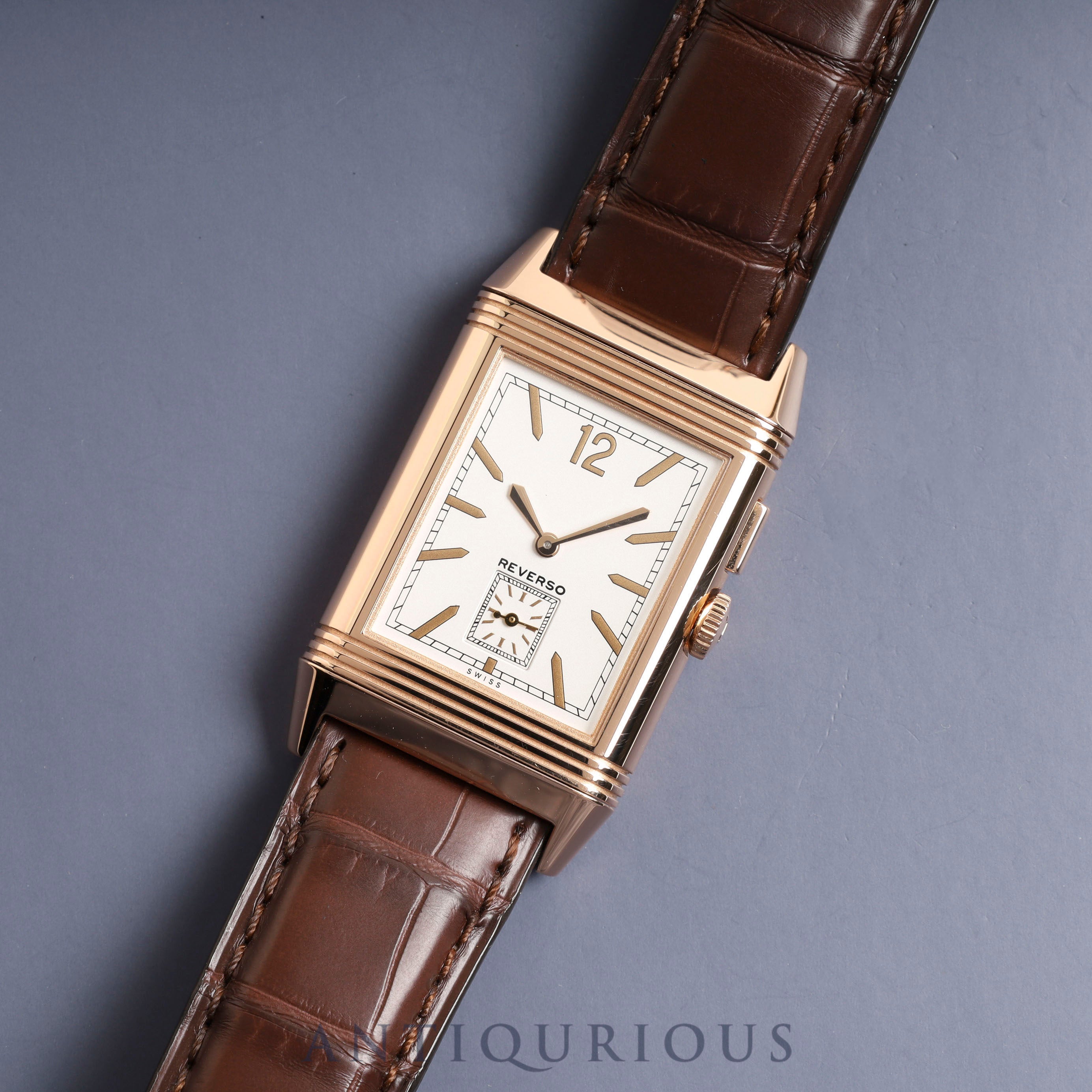 ジャガー・ルクルト グランドレベルソウルトラスリムデュオ 278.2.54/Q3782520 手巻き Cal.854 PG 革 純正尾錠(750)シルバー/ブラック文字盤 箱 保証書 (2017年)