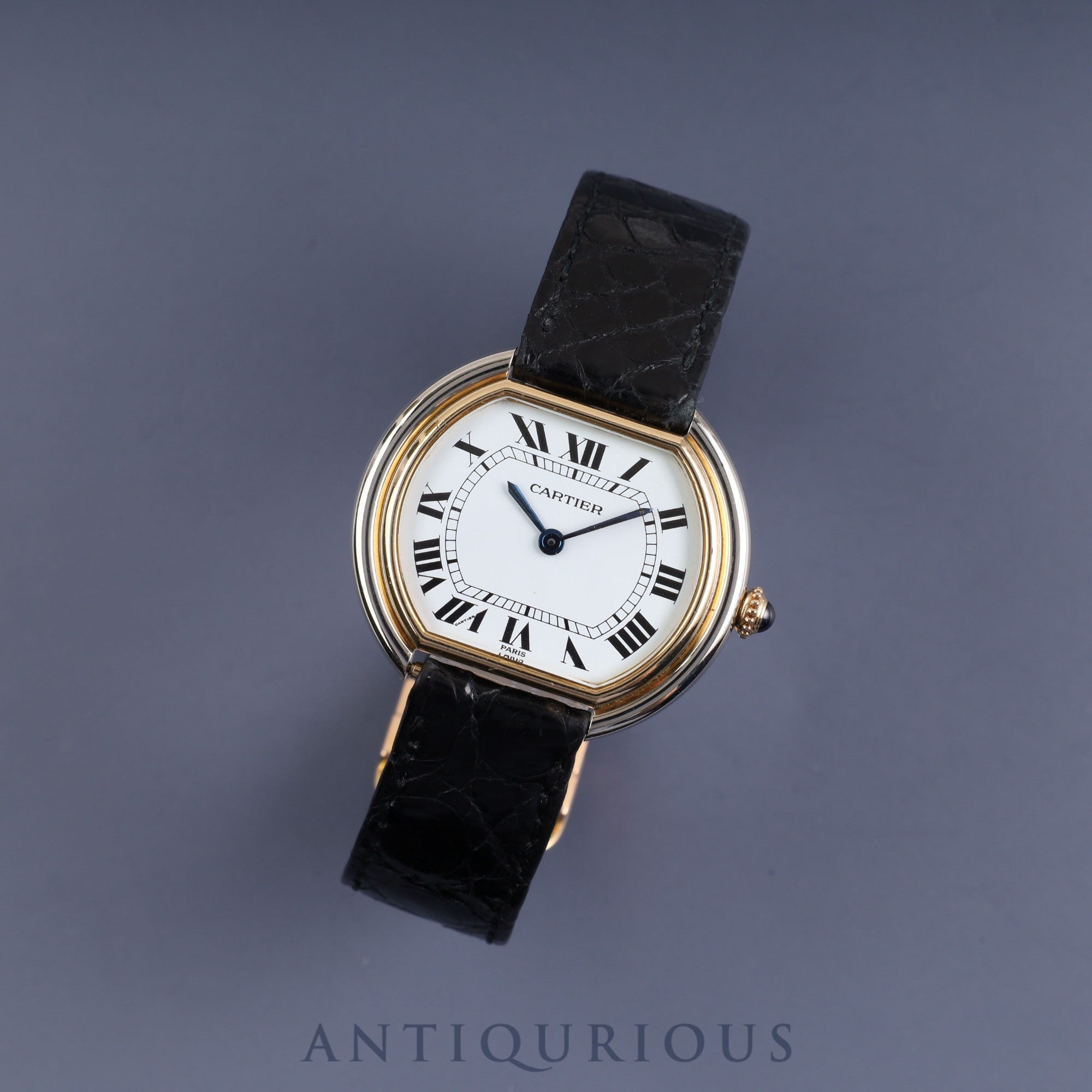 Cartier Ellipse LM 78091 Manual winding Cal.78-1 ETA 2512-1 YG/WG Leather Genuine buckle (750) White dial